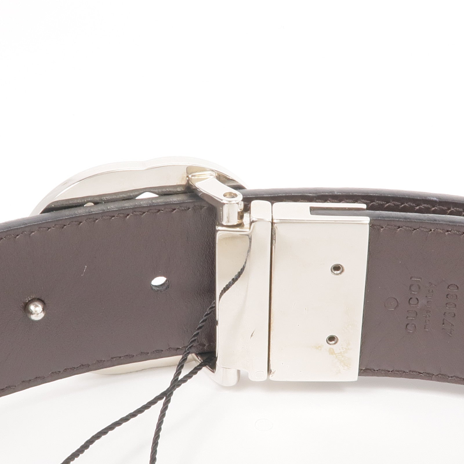 GUCCI 牛皮皮革Belt銀扣皮帶