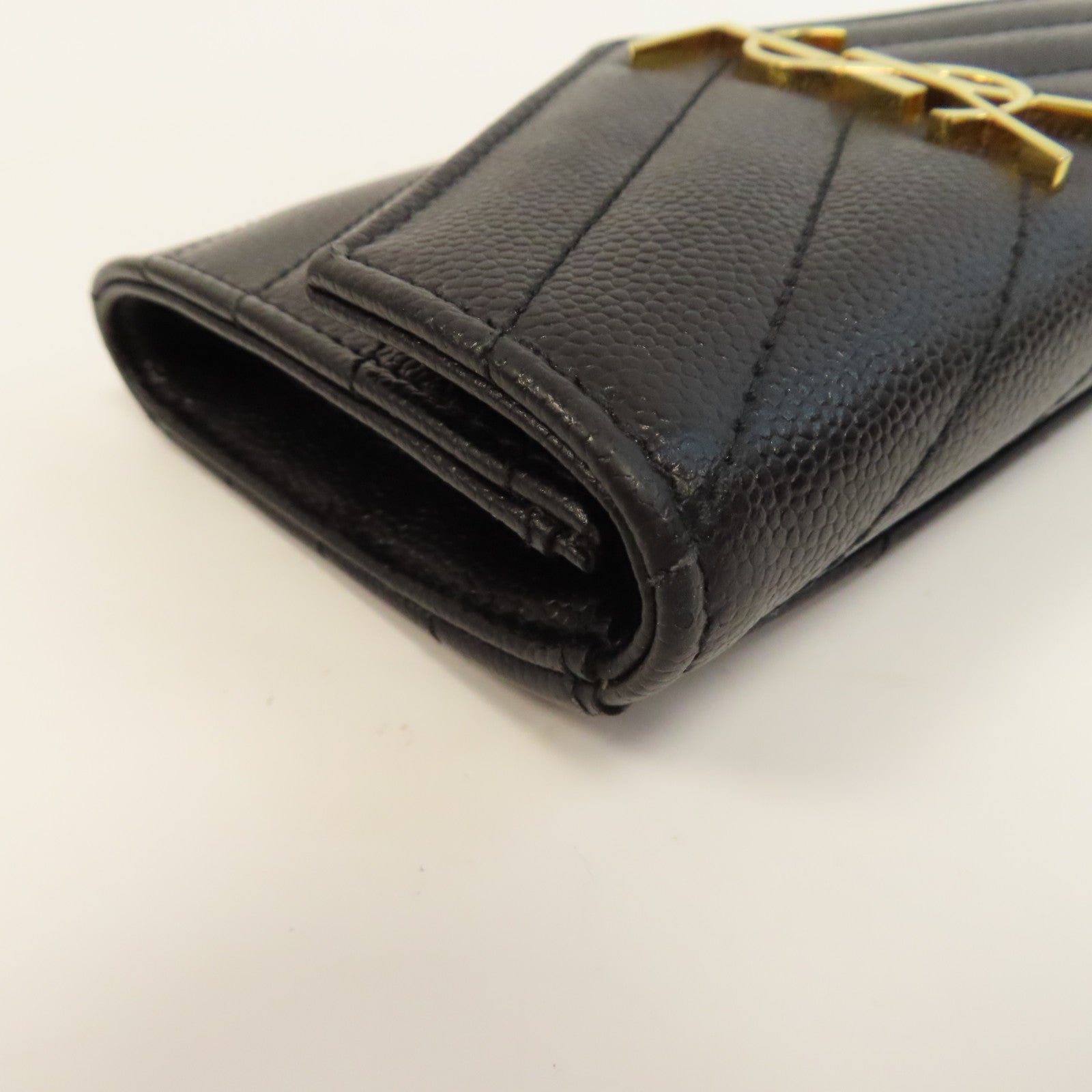 SAINT LAURENT 牛皮皮革Card Case金扣卡片套黑色