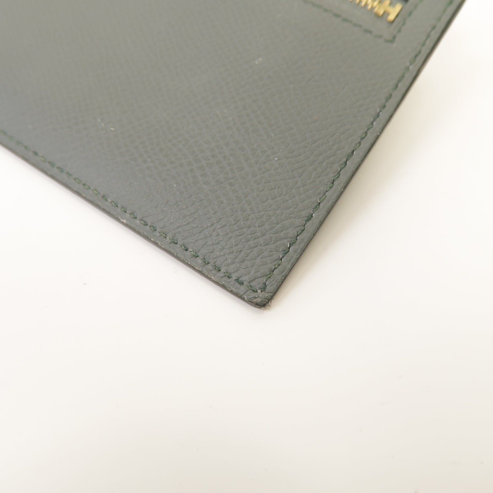 HERMES **【激減優惠】Epsom皮革Kelly Pocket Compact金扣錢包Vert Amande灰色