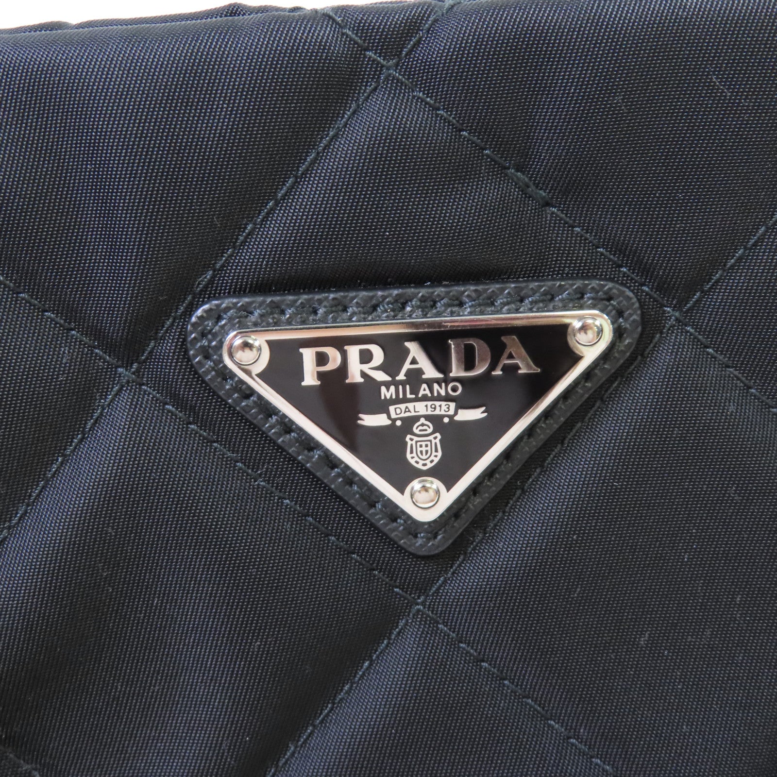 PRADA 尼龍2Way Shoulder Bag銀扣手挽肩背兩用袋黑色