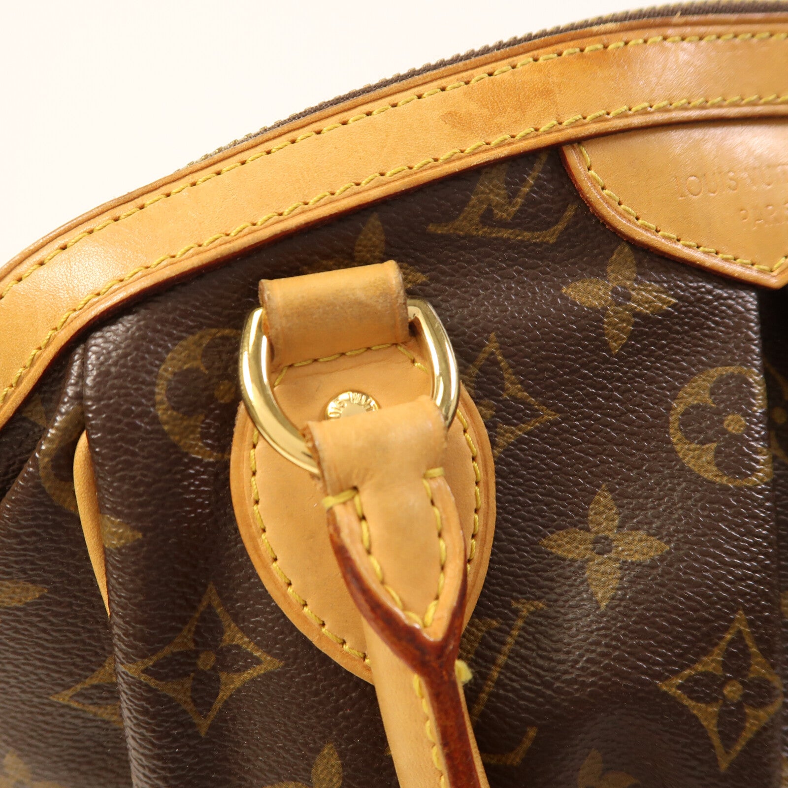 LOUIS VUITTON Monogram Tivoli PM金扣手挽袋棕色