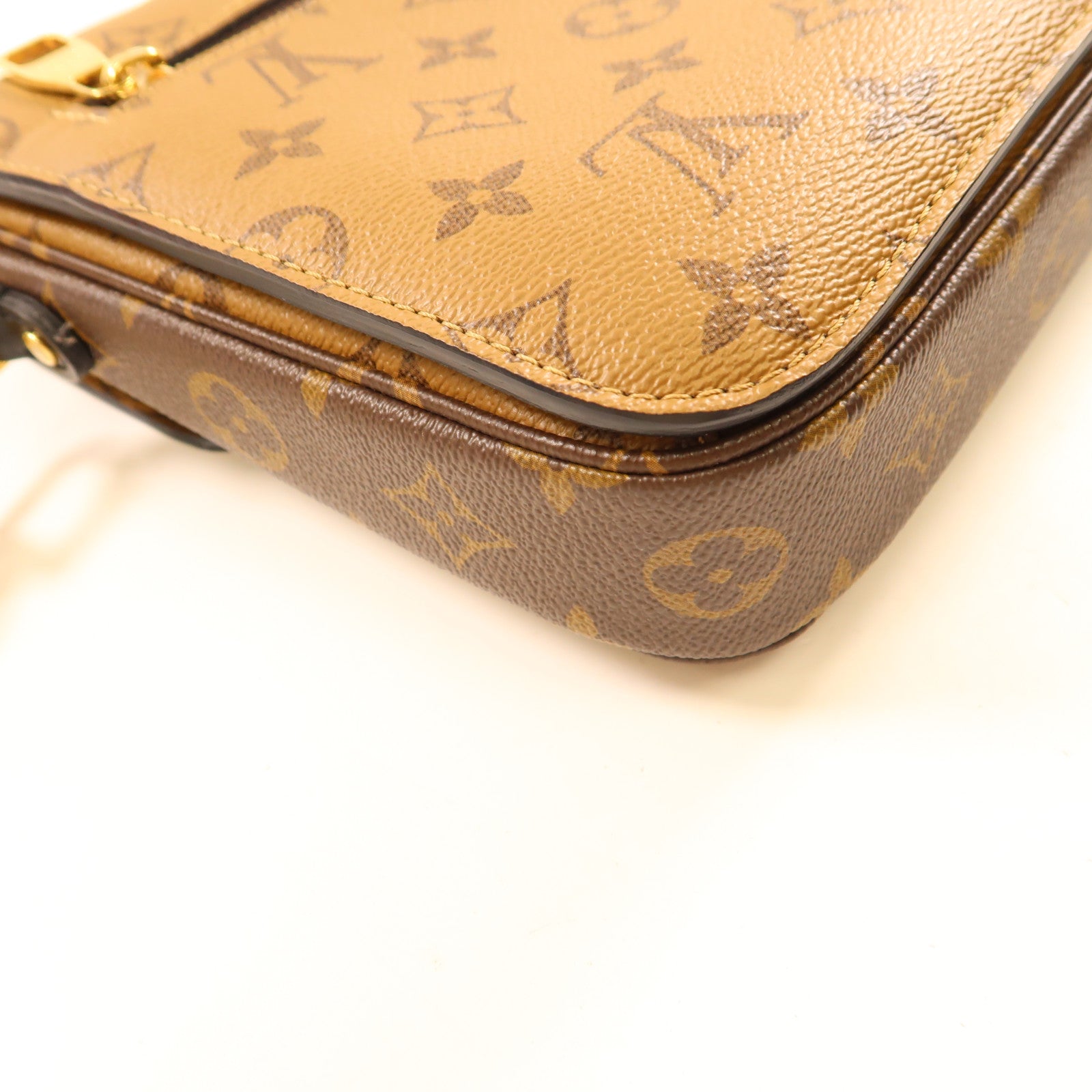 LOUIS VUITTON Monogram Reverse Pochette Metis金扣手挽肩背兩用袋棕色