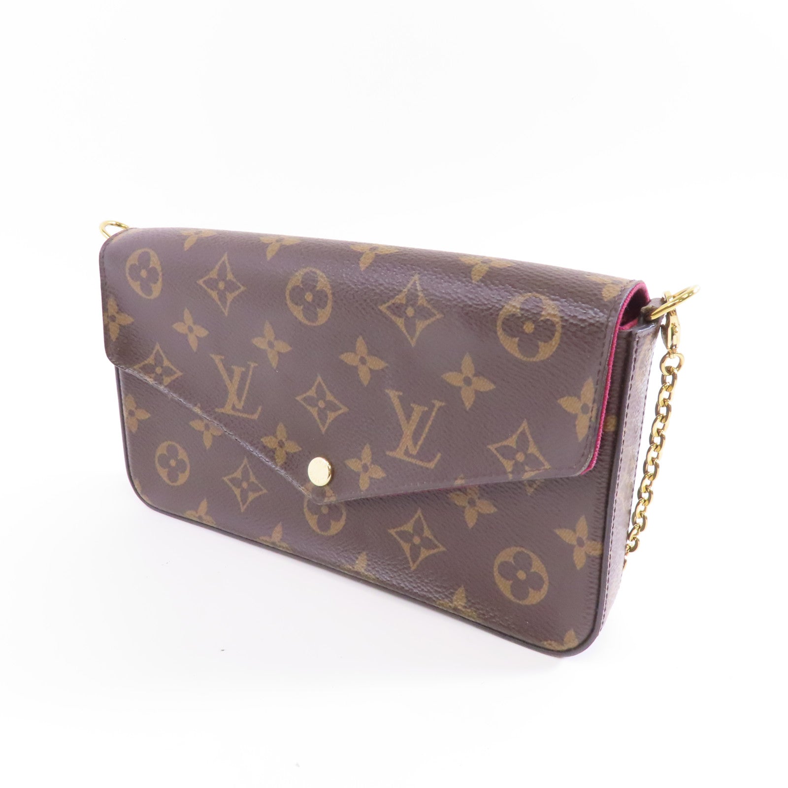 LOUIS VUITTON Monogram Felicie Pochette金扣鏈帶肩背袋啡色