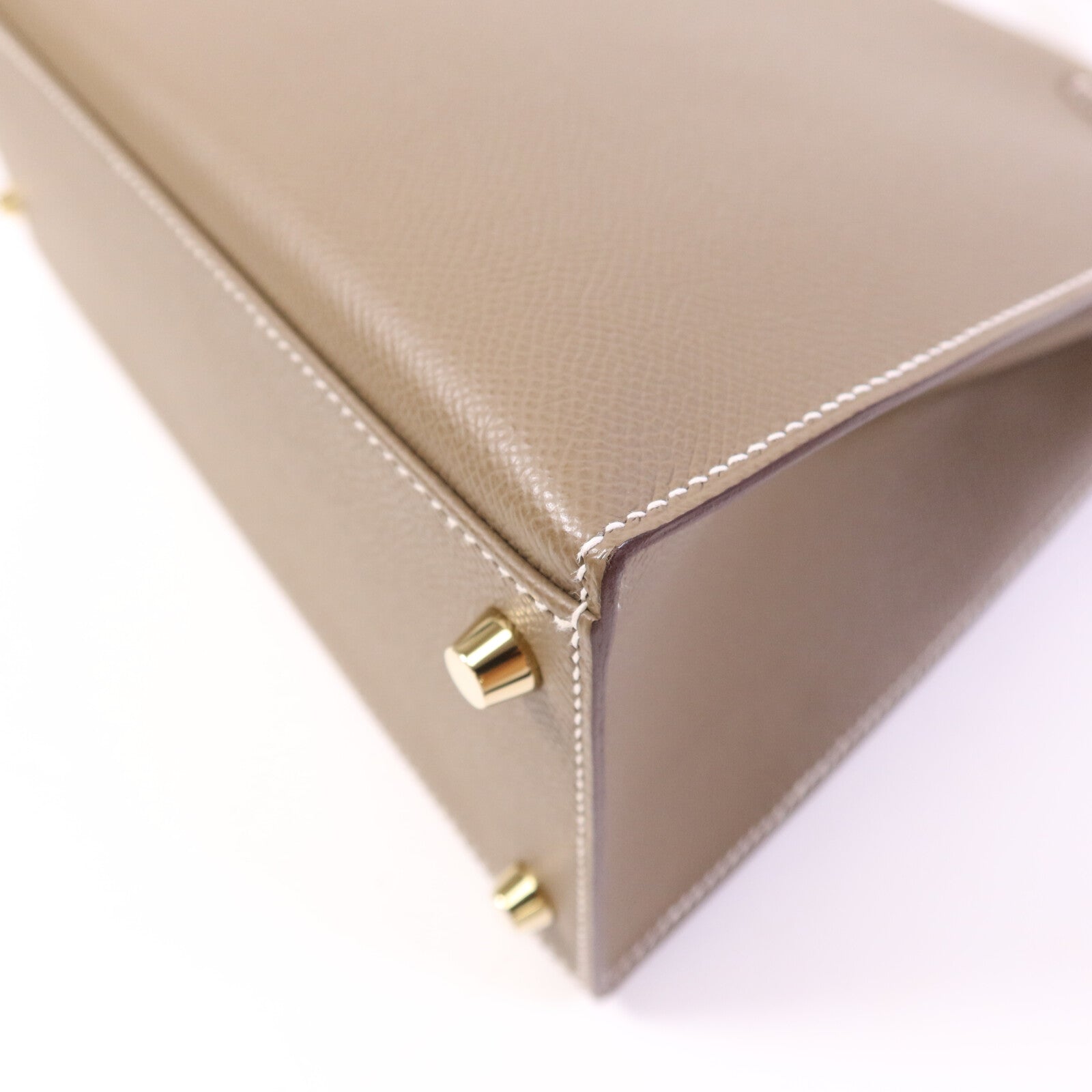 HERMES Epsom皮革Kelly 28 Sellier金扣手挽肩背兩用袋Etoupe