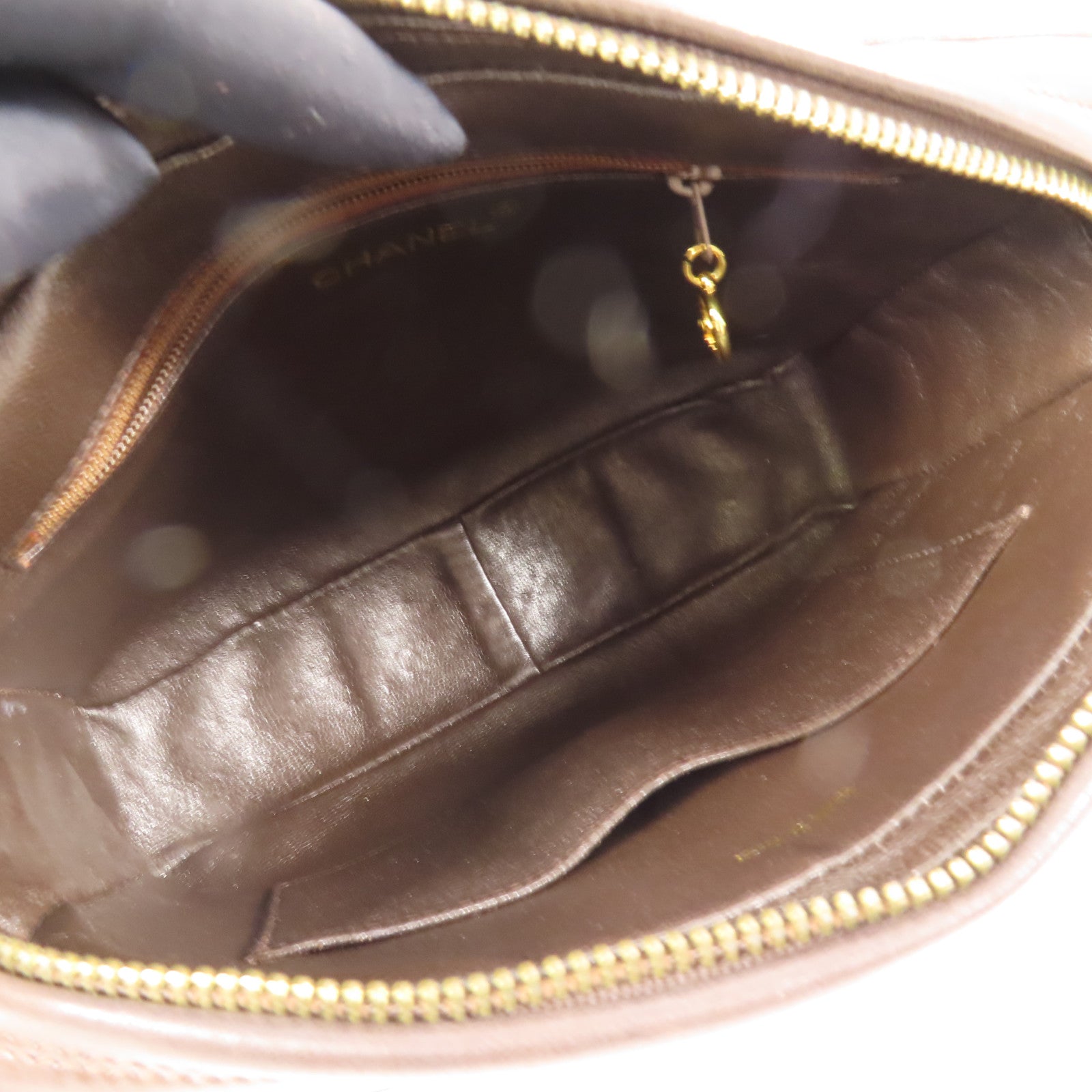 CHANEL 羊皮皮革Vintage Chain Shoulder金扣肩背袋