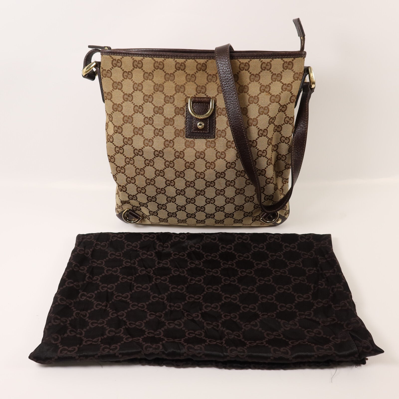 GUCCI 帆布Shoulder Bag金扣肩背袋