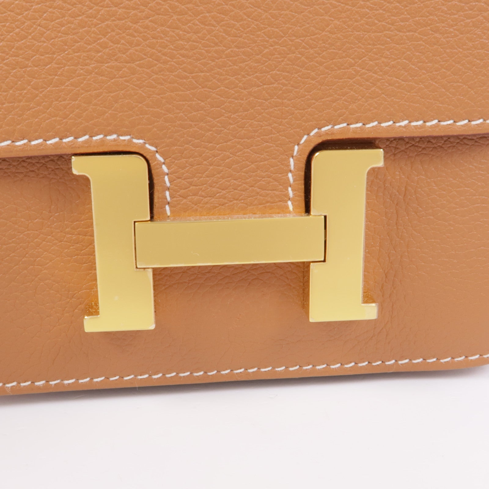 HERMES Evercolor皮革Constance Slim金扣錢包Gold