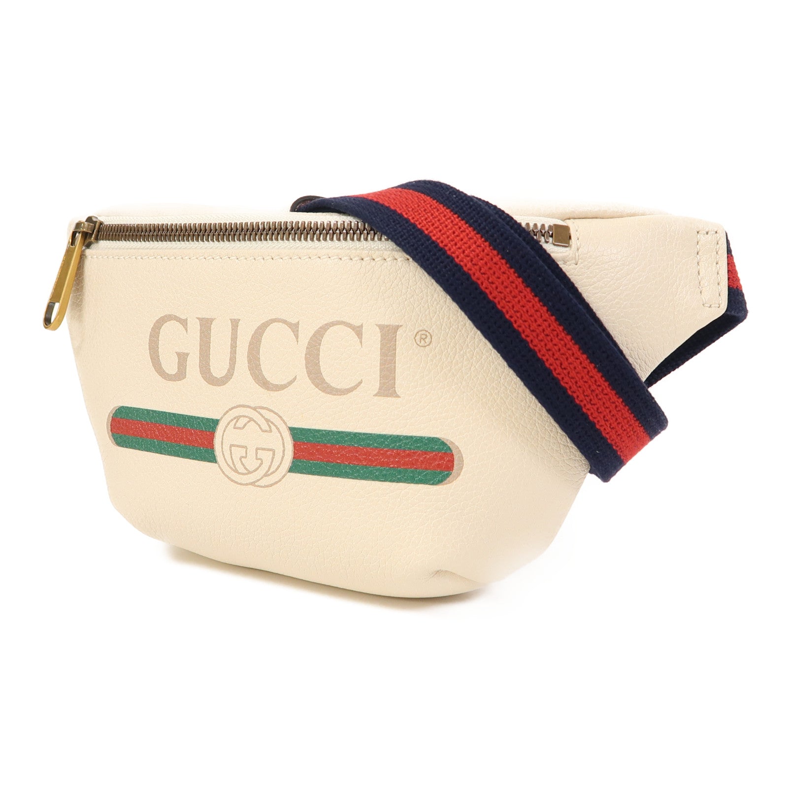 GUCCI 牛皮皮革Waist Bag金扣腰包白色