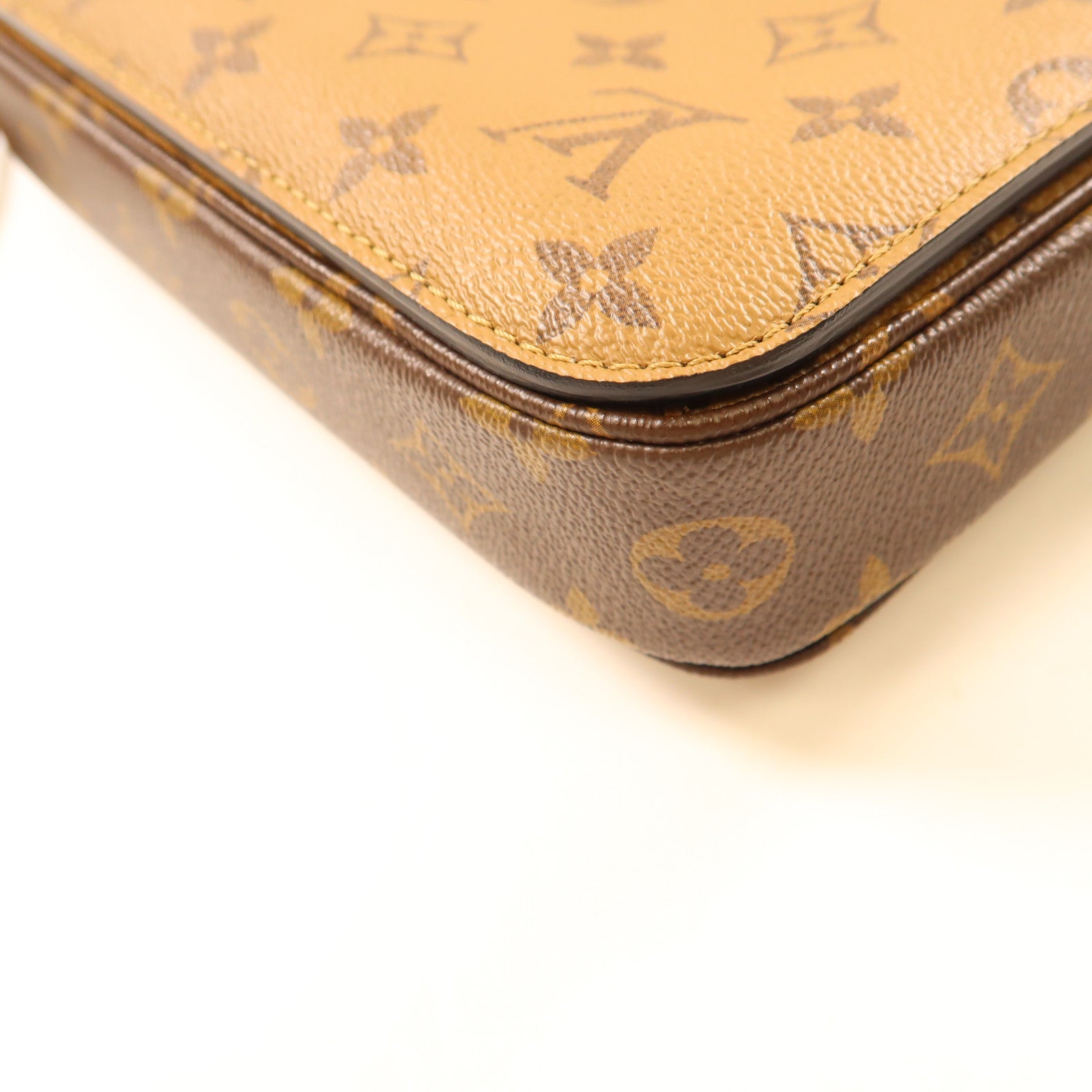 LOUIS VUITTON Monogram Reverse Pochette Metis金扣手挽肩背兩用袋棕色