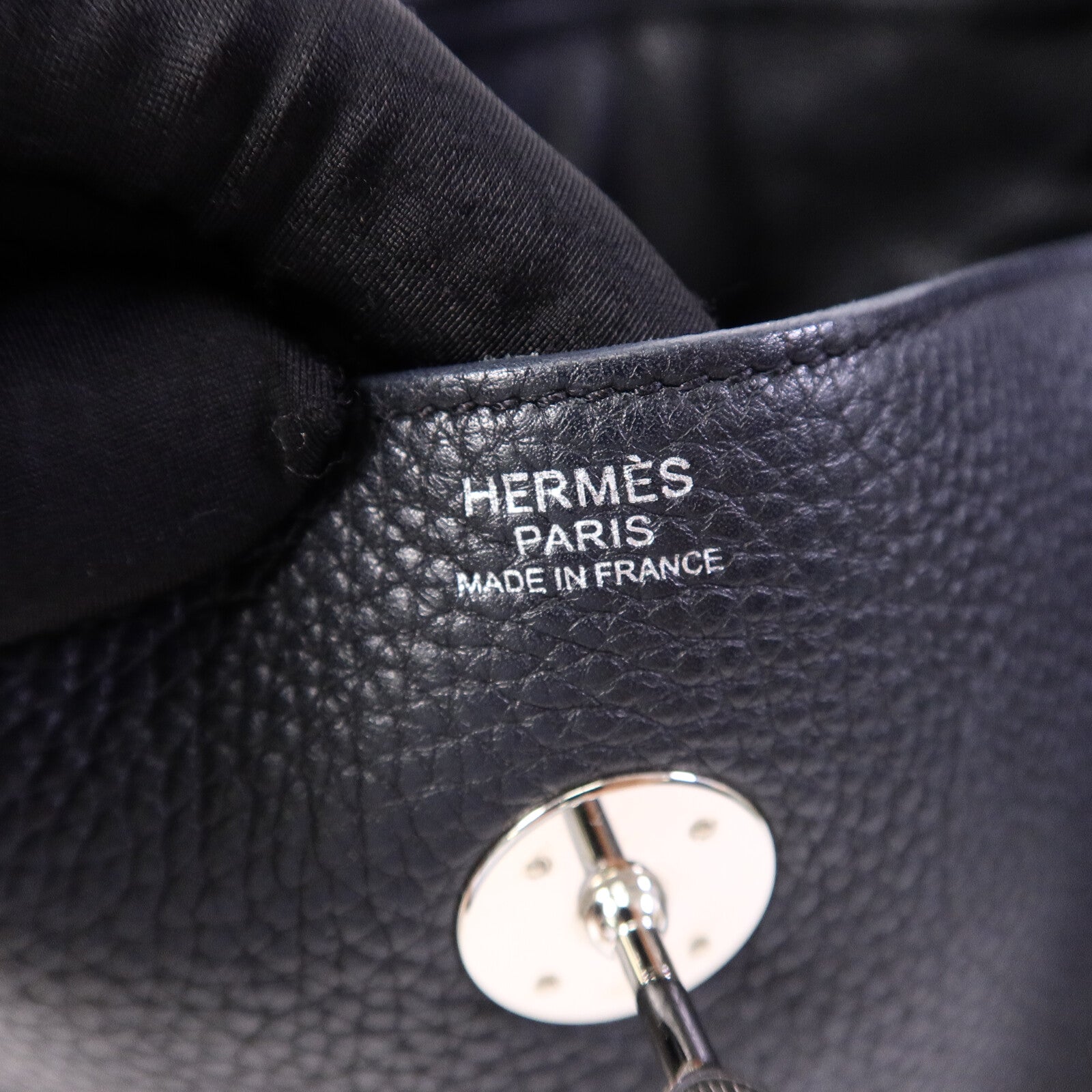 HERMES Clemence皮革Lindy 30手挽肩背兩用袋Noir
