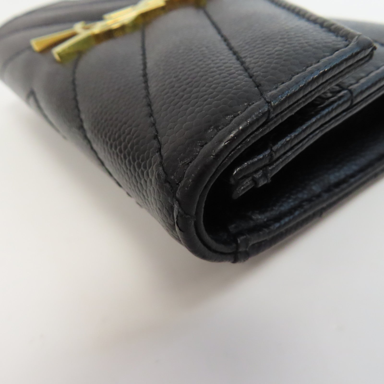 SAINT LAURENT 牛皮皮革Card Case金扣卡片套黑色
