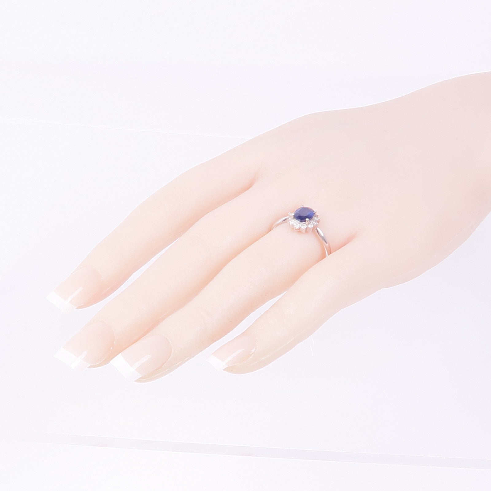 JEWELRY 18K白金Sapphire Diamond Ring藍寶石/鑽石戒指US#9.25