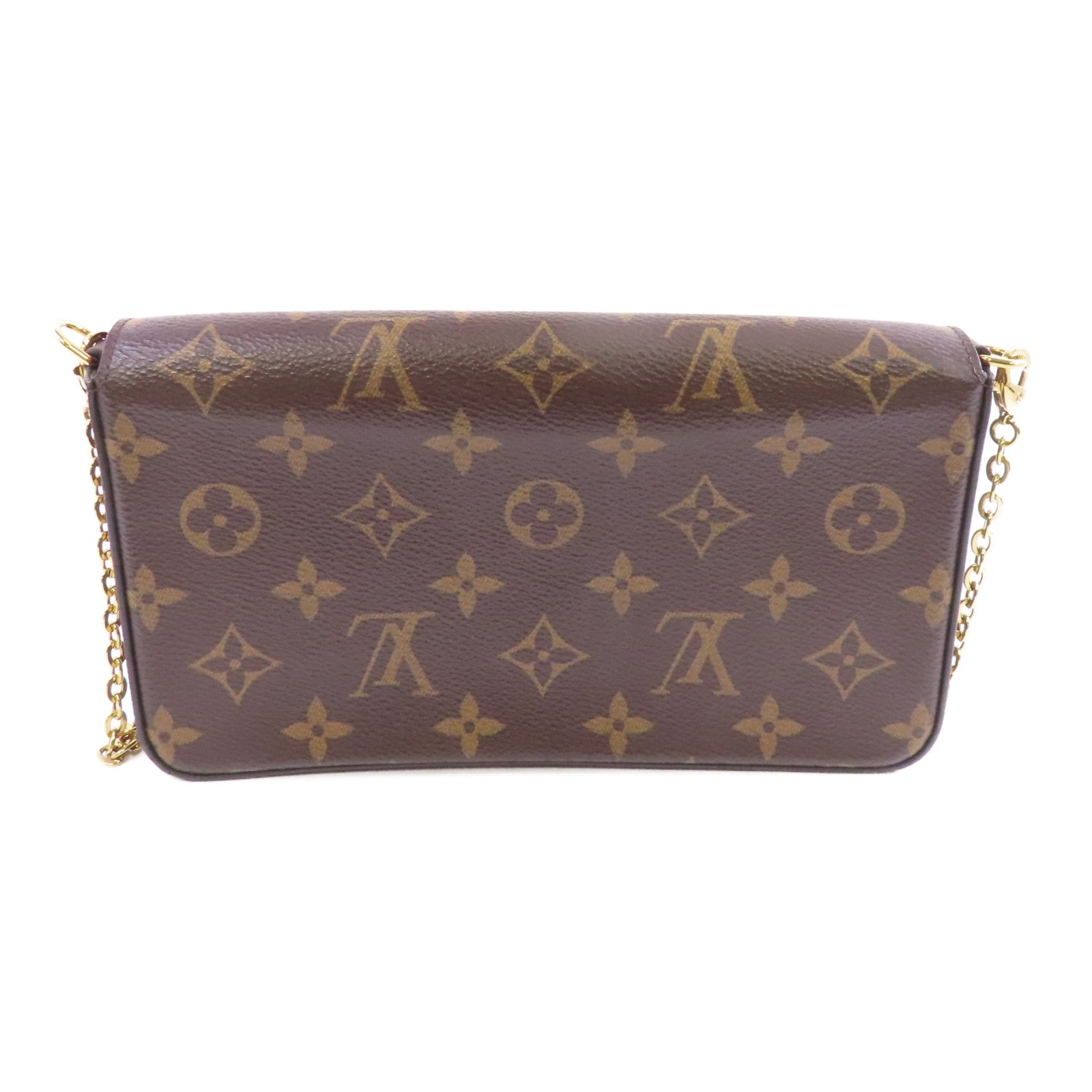 LOUIS VUITTON Monogram Felicie Pochette金扣鏈帶肩背袋啡色