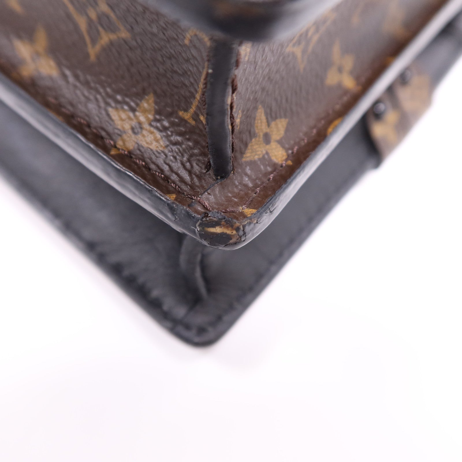 LOUIS VUITTON Monogram Reverse Trunk Clutch金扣肩背袋棕色