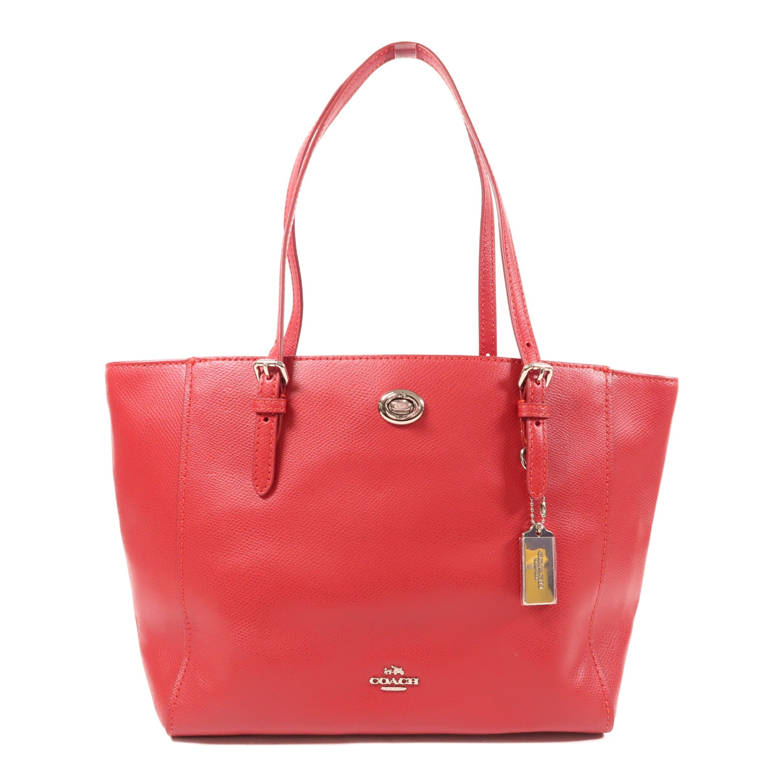 COACH 牛皮皮革Shoulder Bag銀扣肩背袋