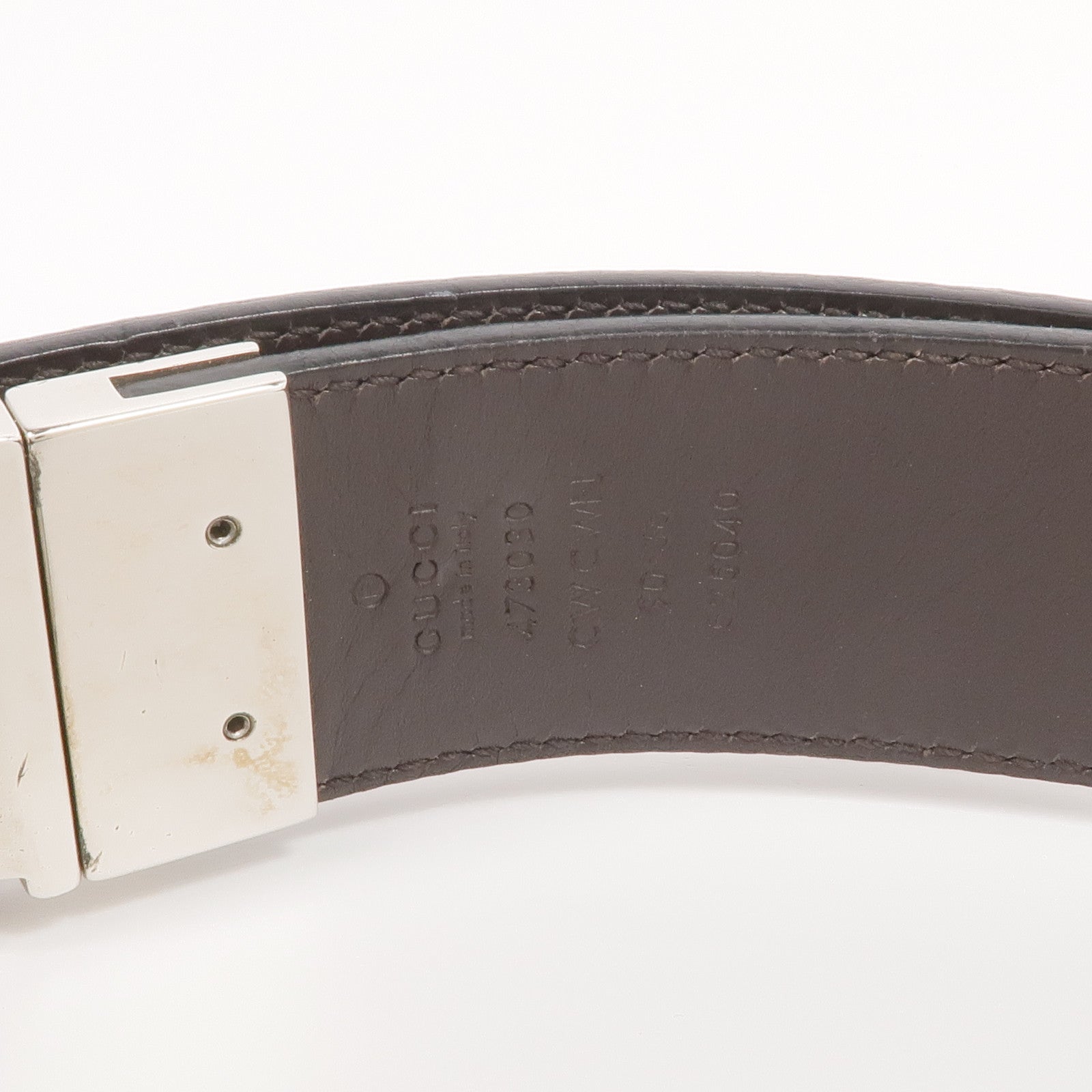 GUCCI 牛皮皮革Belt銀扣皮帶