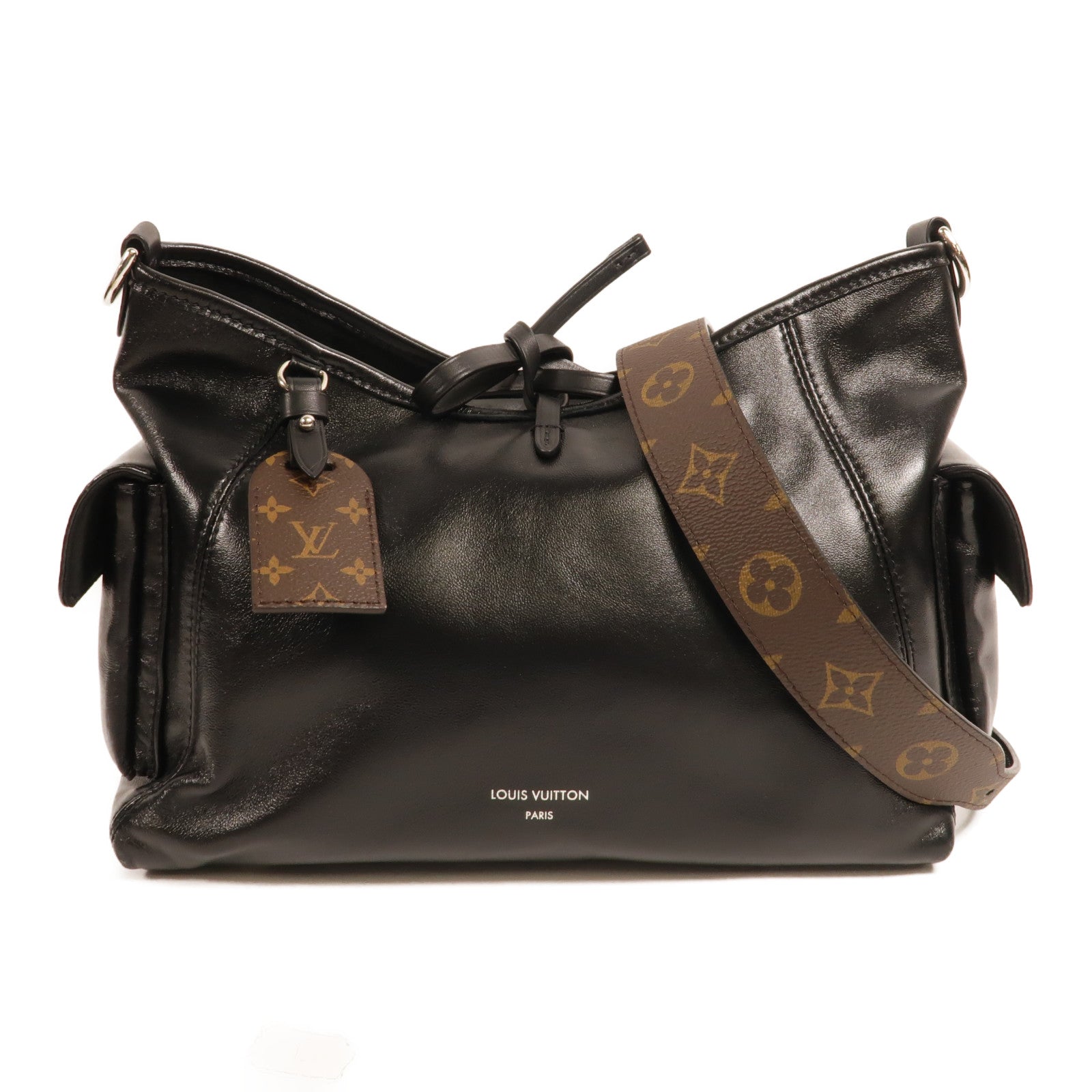 LOUIS VUITTON 羊皮皮革Carry All Vibe PM銀扣手挽肩背兩用袋