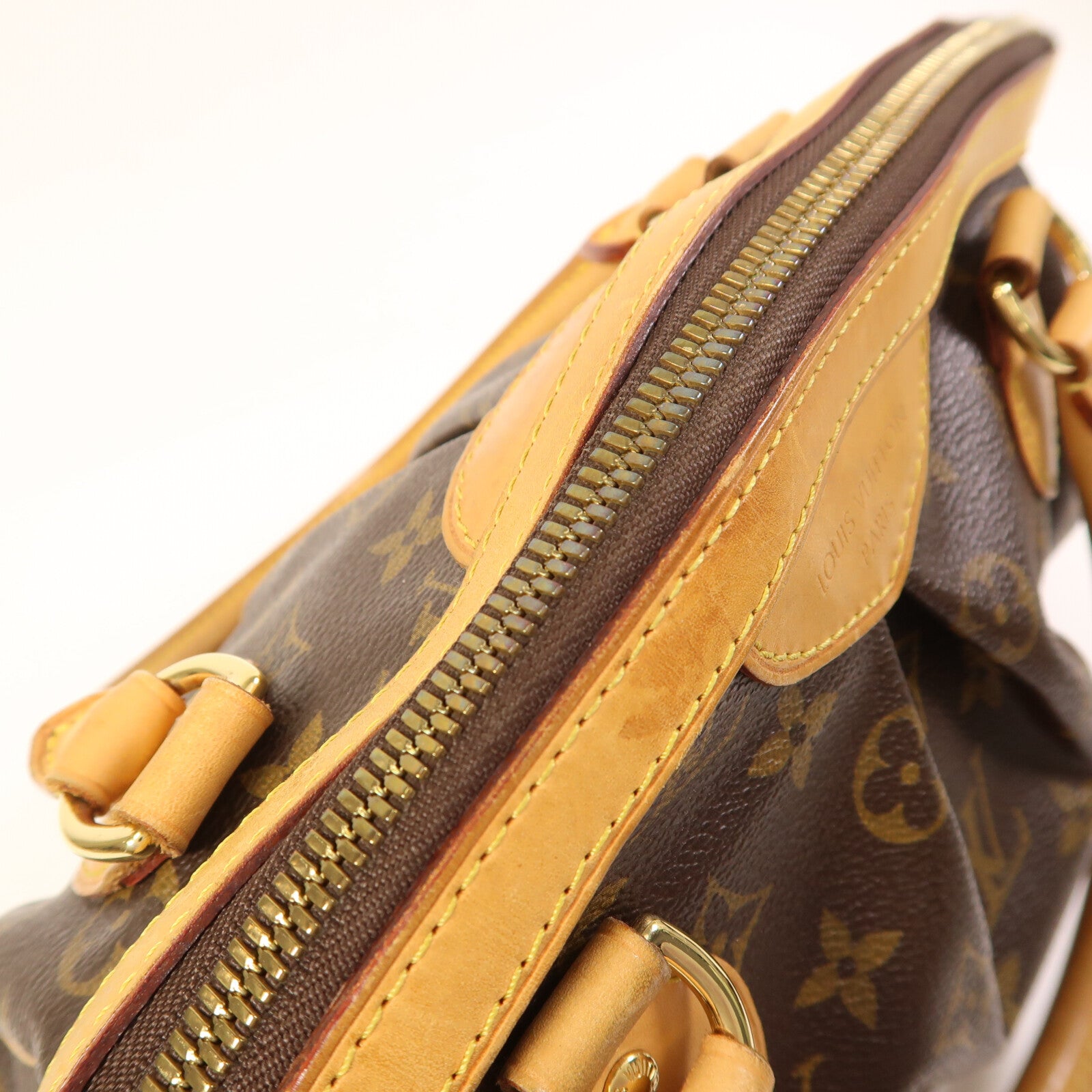 LOUIS VUITTON Monogram Tivoli PM金扣手挽袋棕色