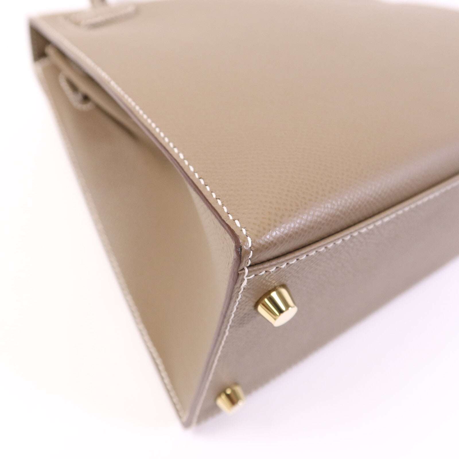HERMES Epsom皮革Kelly 28 Sellier金扣手挽肩背兩用袋Etoupe