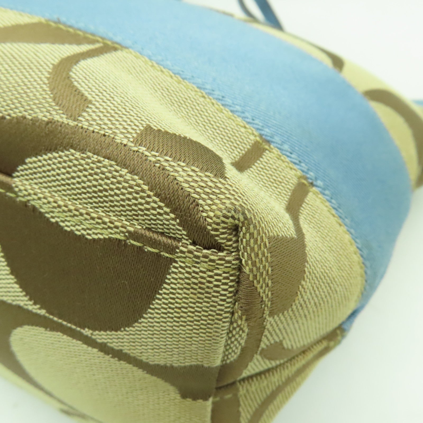 COACH 【清倉大減價】帆布Shoulder Bag金扣肩背袋米色藍色