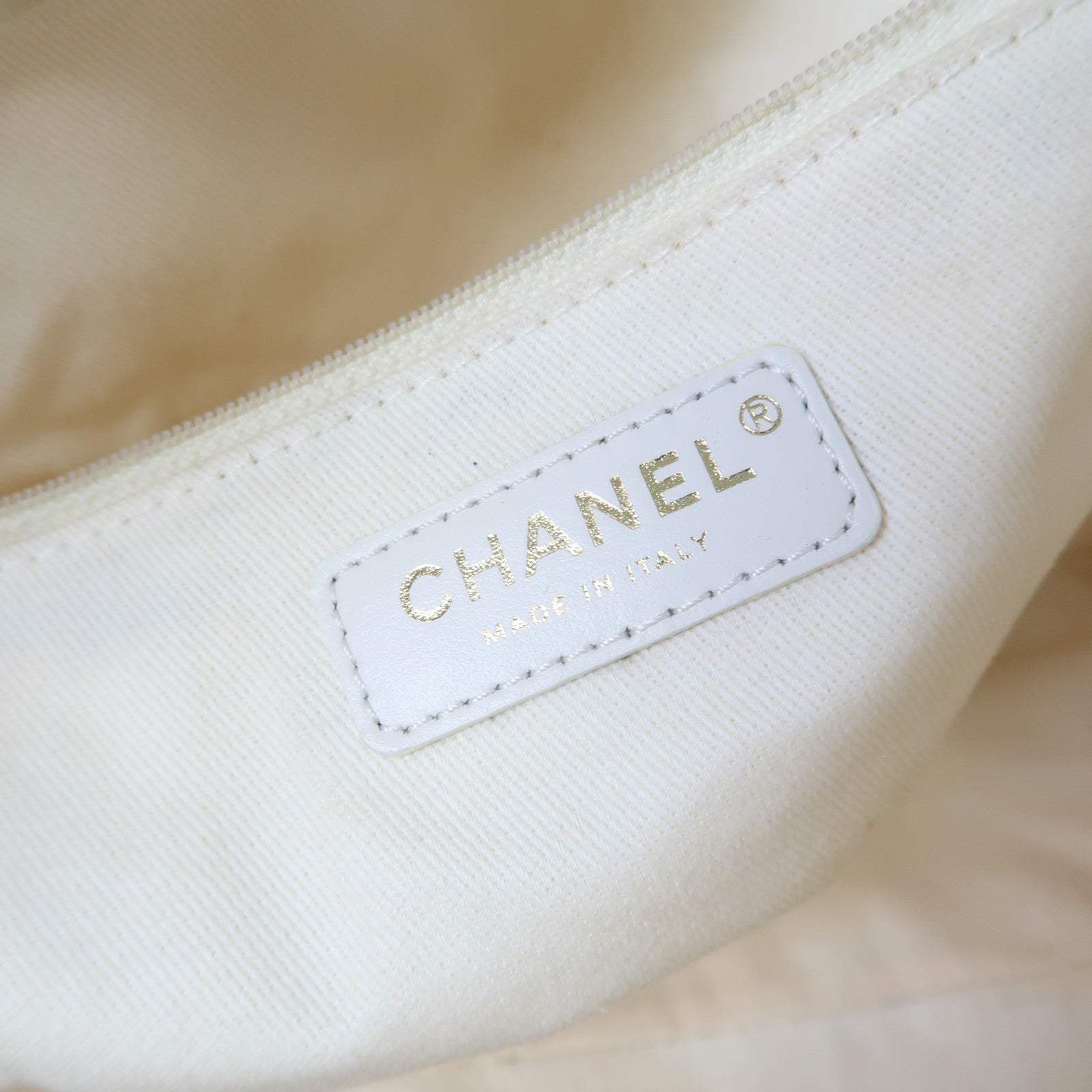 CHANEL 帆布Deauville Tote金扣手挽肩背兩用袋米色