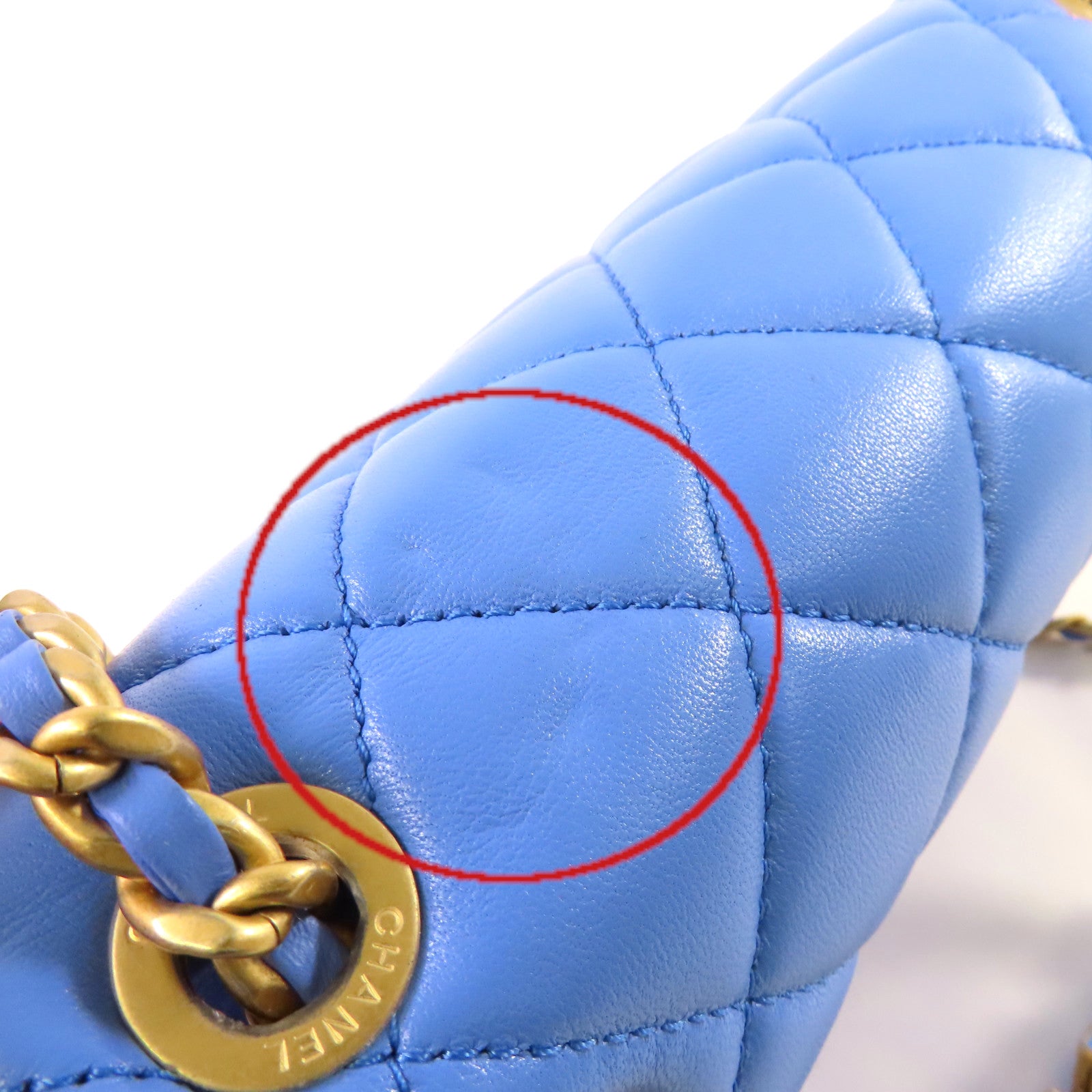 CHANEL 【激減優惠】菱格羊皮皮革Chain Shoulder Bag金扣鏈帶肩背袋藍色