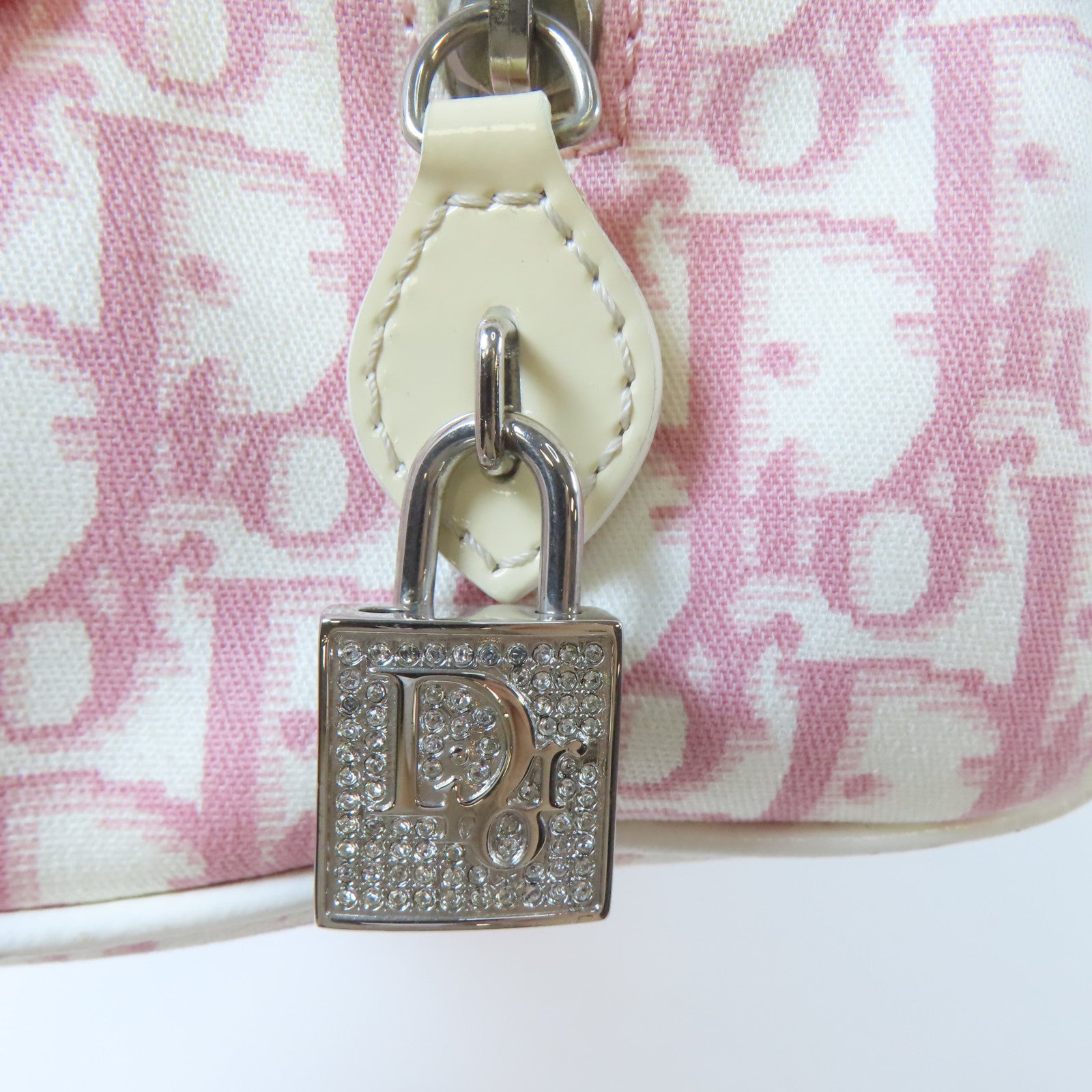Dior 帆布Dior Oblique Handbag銀扣手挽袋粉紅色