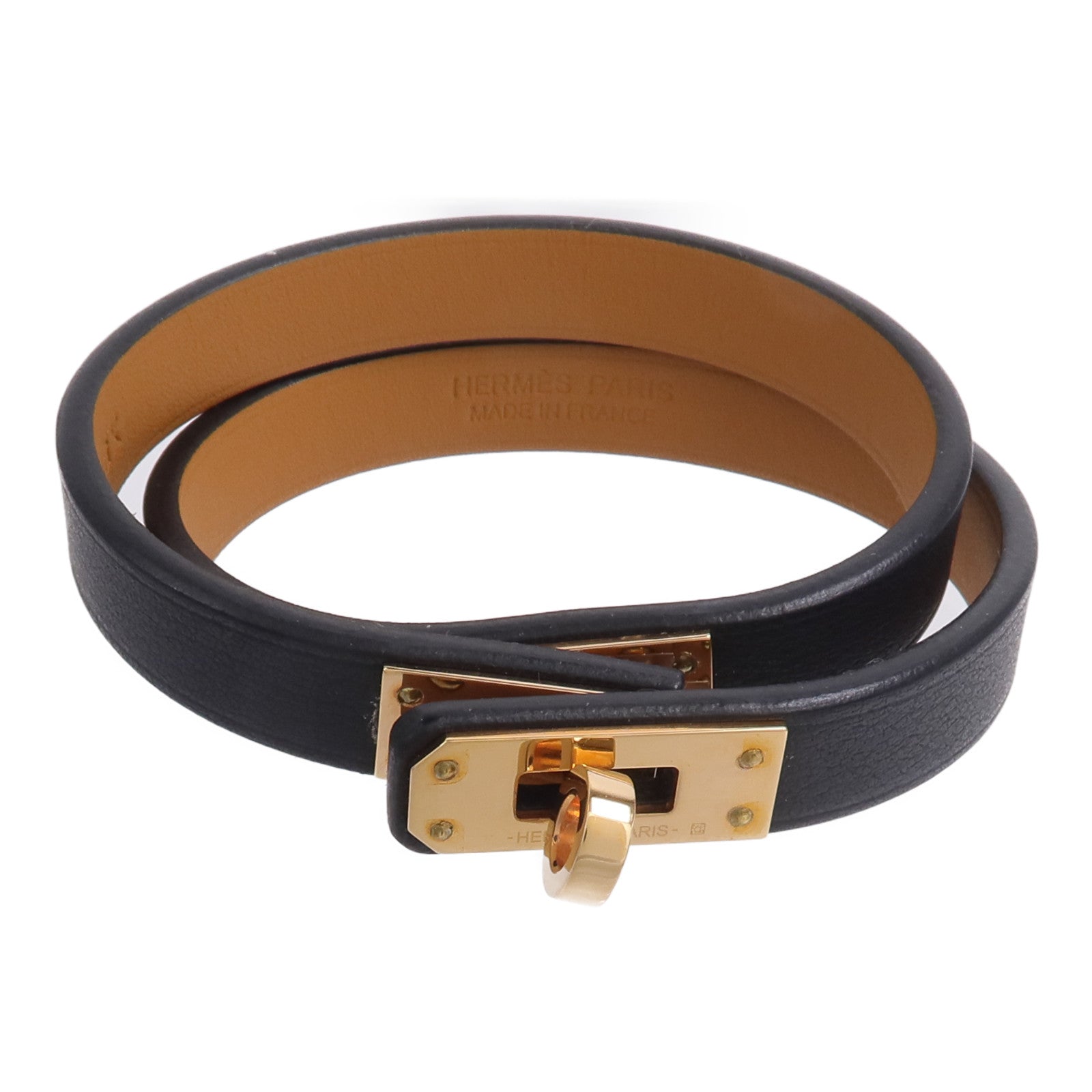 HERMES Swift皮革Mini Kelly Double Tour Bracelet手帶Noir