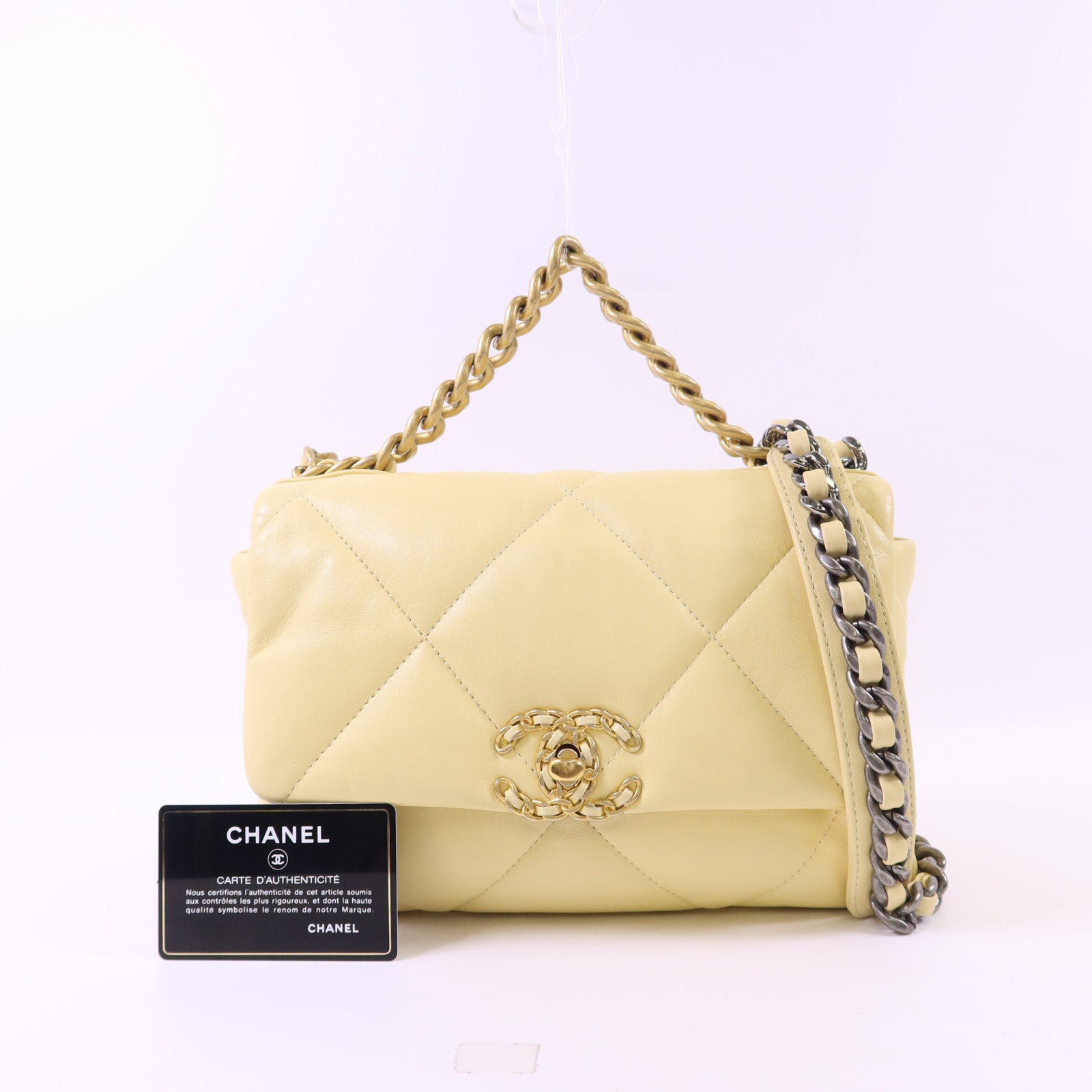 CHANEL 羊皮皮革Chanel 19 Small鏈帶手挽肩背兩用袋