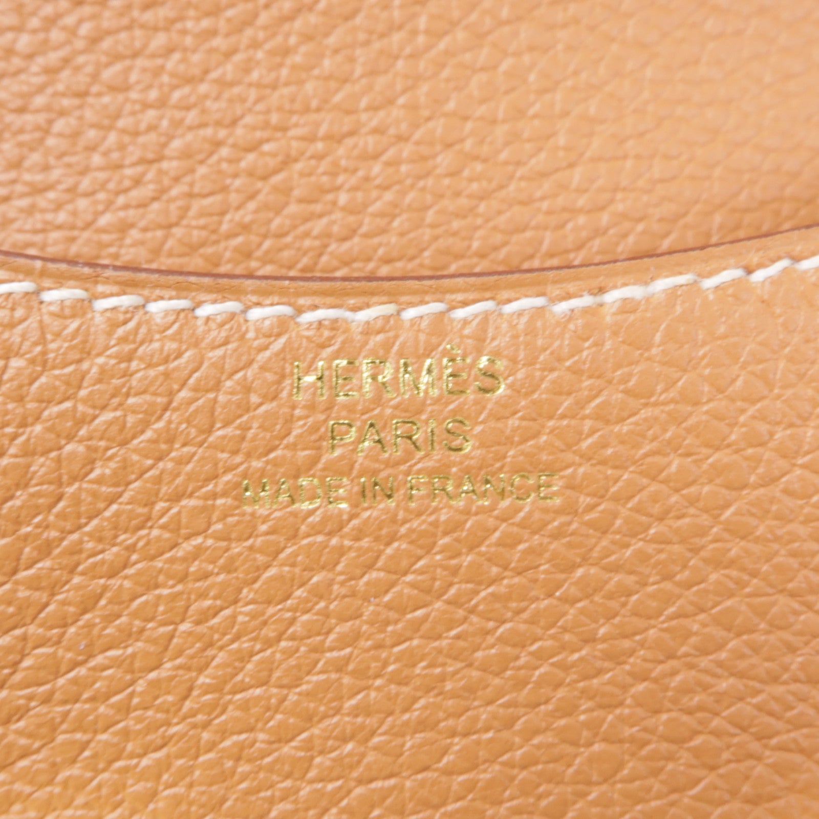 HERMES Evercolor皮革Constance Slim金扣錢包Gold