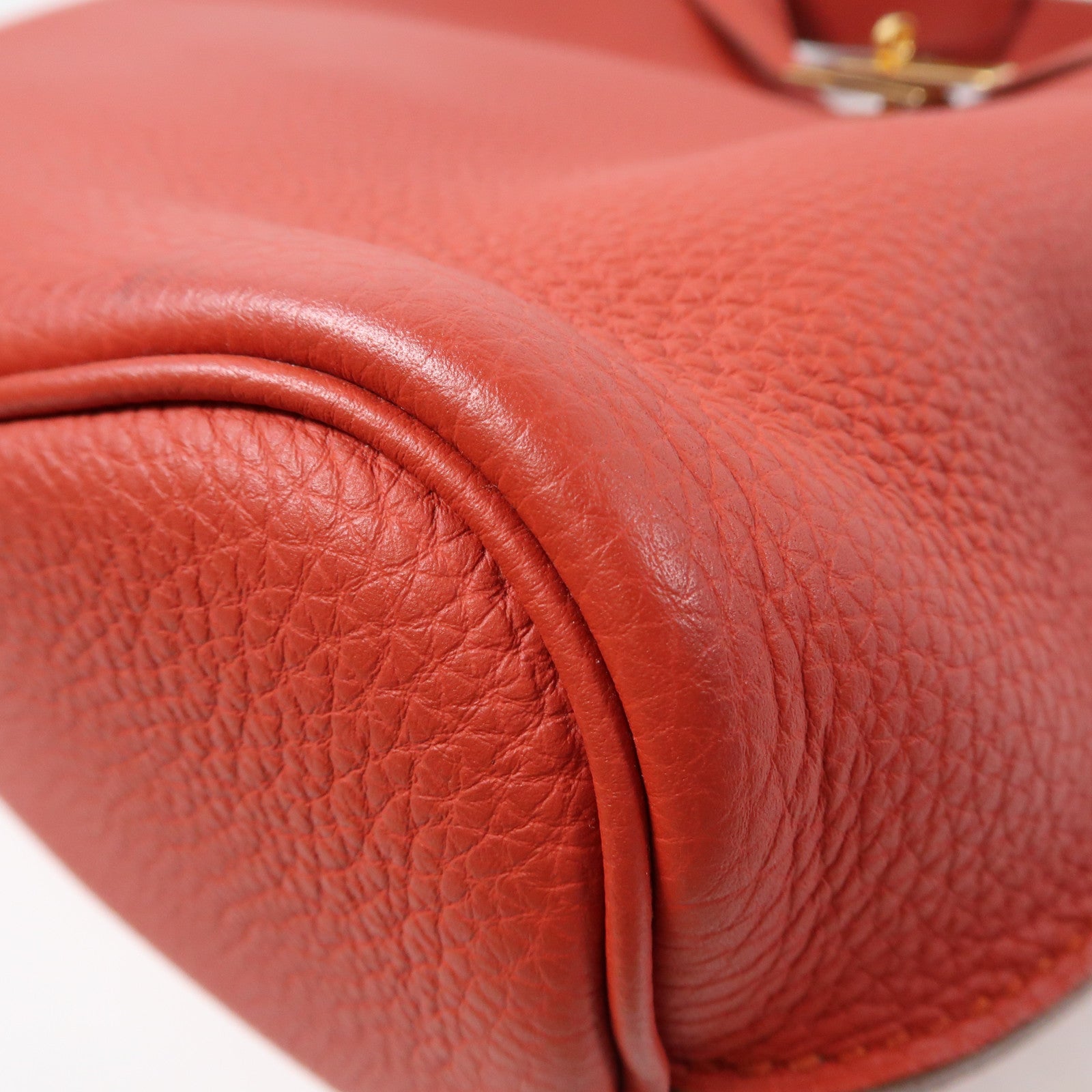 HERMES 【激減優惠】Clemence皮革So Kelly 22金扣肩背袋Sanguine/赭石紅色