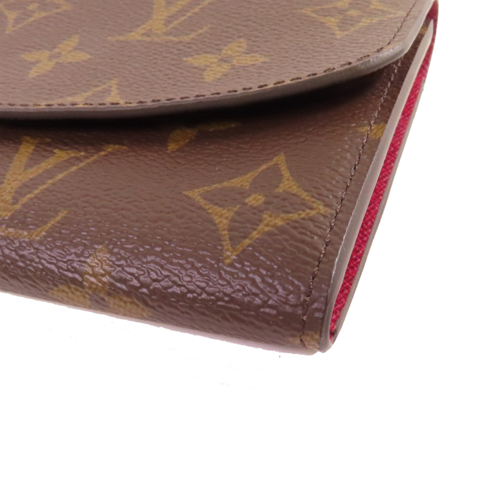 LOUIS VUITTON Monogram Emilie Long Wallet金扣長錢包啡色/紫紅色