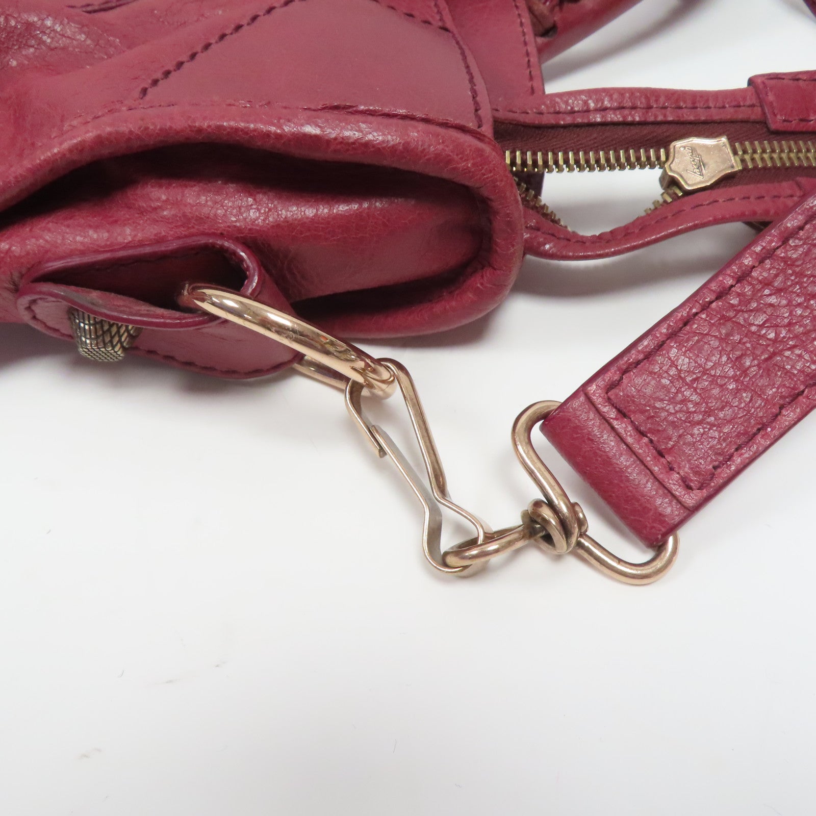 BALENCIAGA 【激減優惠】牛皮皮革Giant City金扣手挽肩背兩用袋紅色