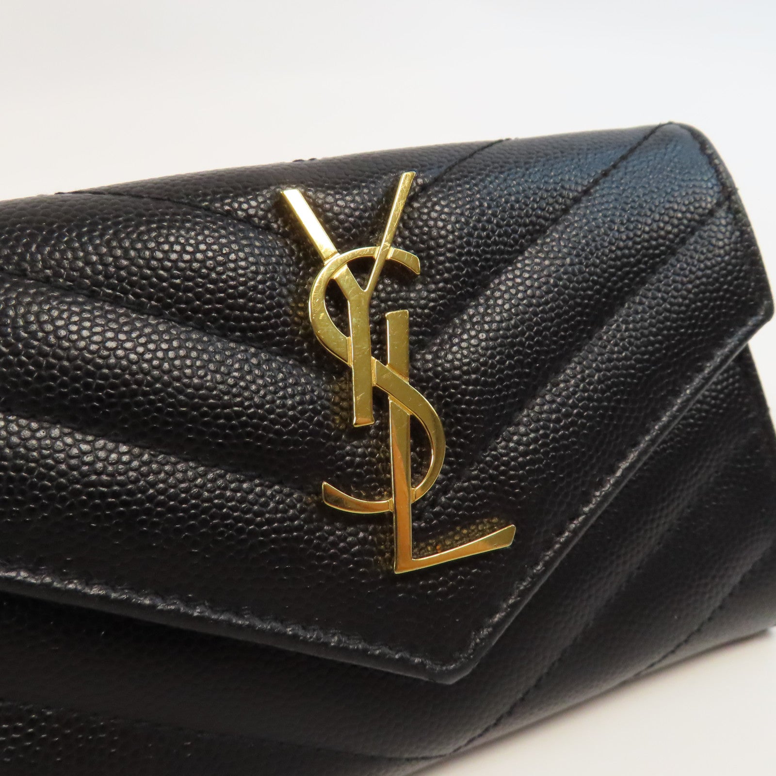 SAINT LAURENT 牛皮皮革Card Case金扣卡片套黑色