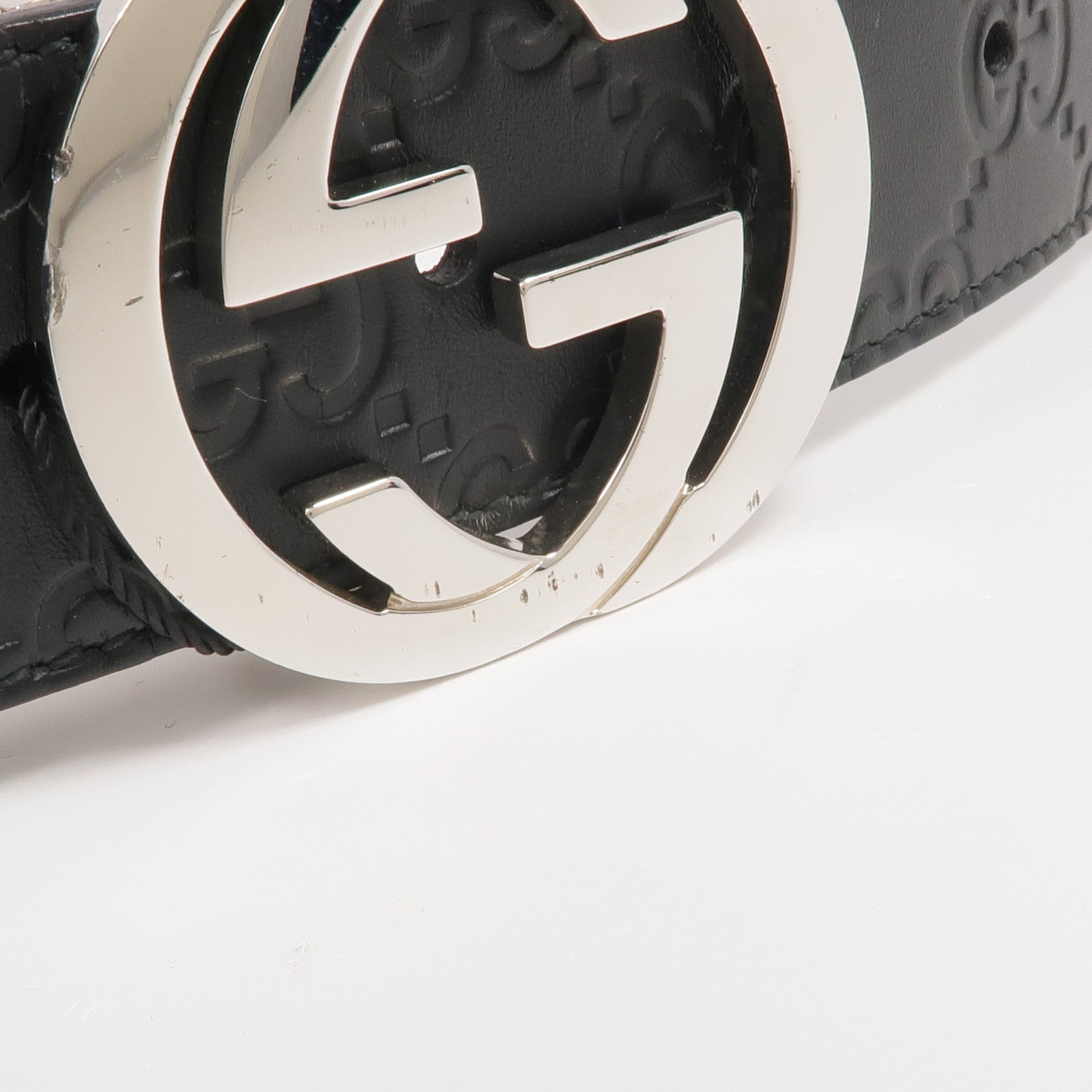 GUCCI 牛皮皮革Belt銀扣皮帶