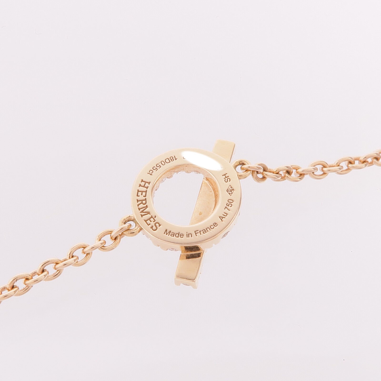 HERMES 18K玫瑰金Finesse Bracelet鑽石手鏈