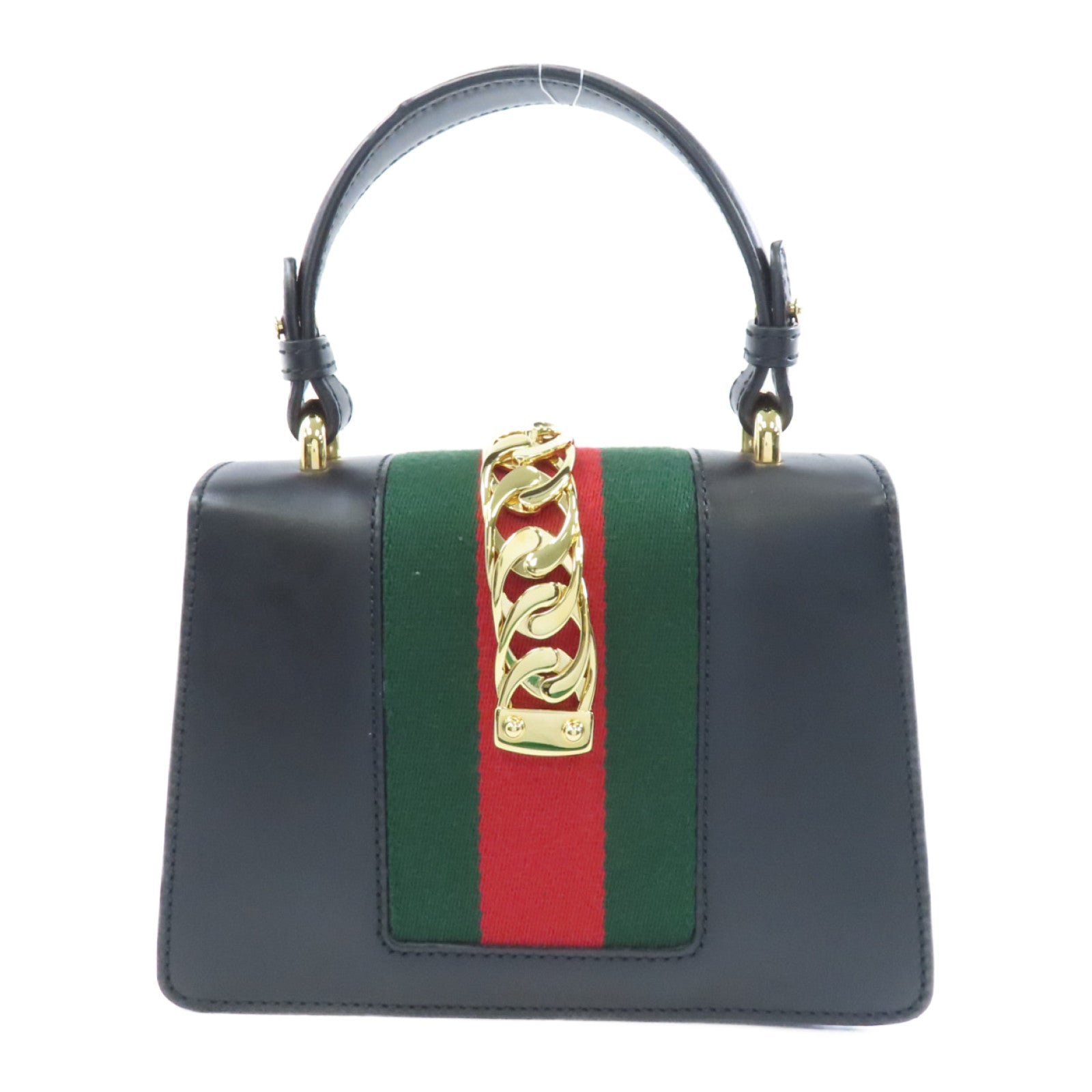 GUCCI 牛皮皮革Sylvie Bag金扣手挽肩背兩用袋黑色