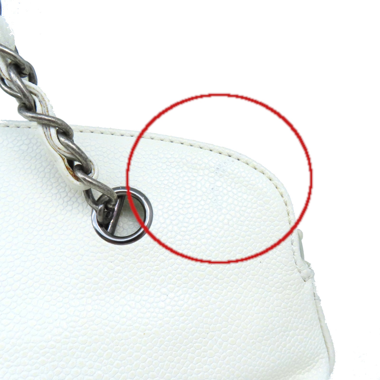 CHANEL 【激減優惠】菱格牛皮皮革Chain Shoulder Bag鏈帶肩背袋米白色