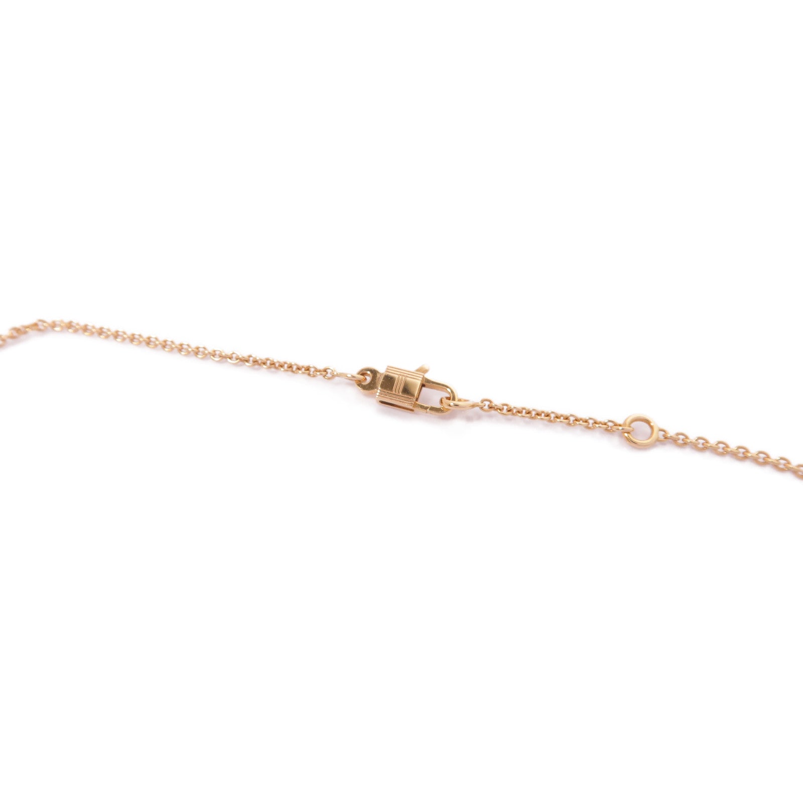 HERMES 18K玫瑰金Amulettes Kelly Pendant Necklace 0.39ct鑽石項鍊金色