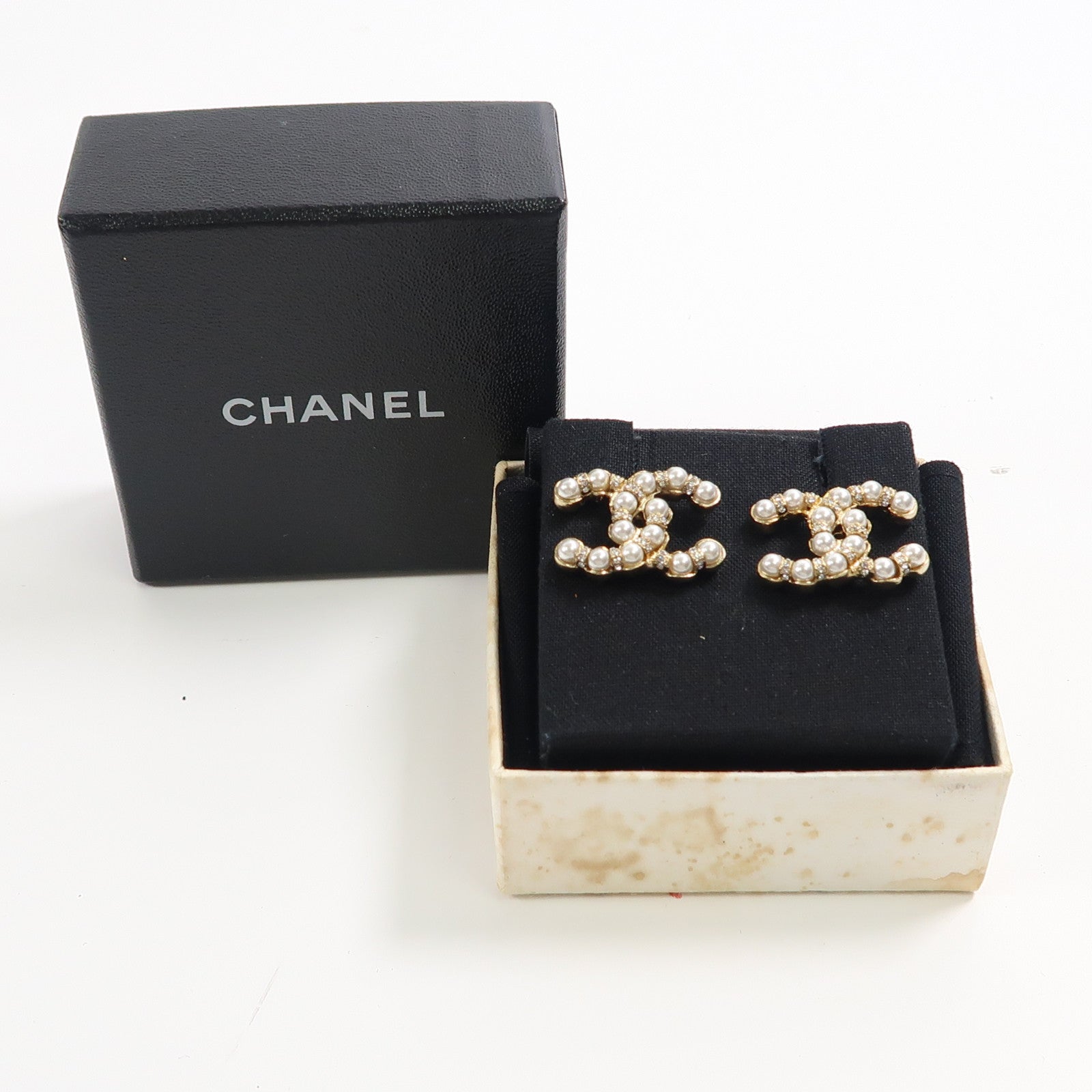 CHANEL 金屬Earrings耳環金色/白色
