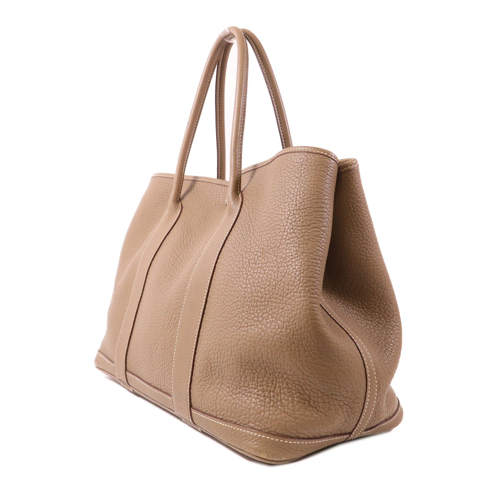 HERMES Negonda皮革GardenParty PM銀扣手挽袋Etoupe