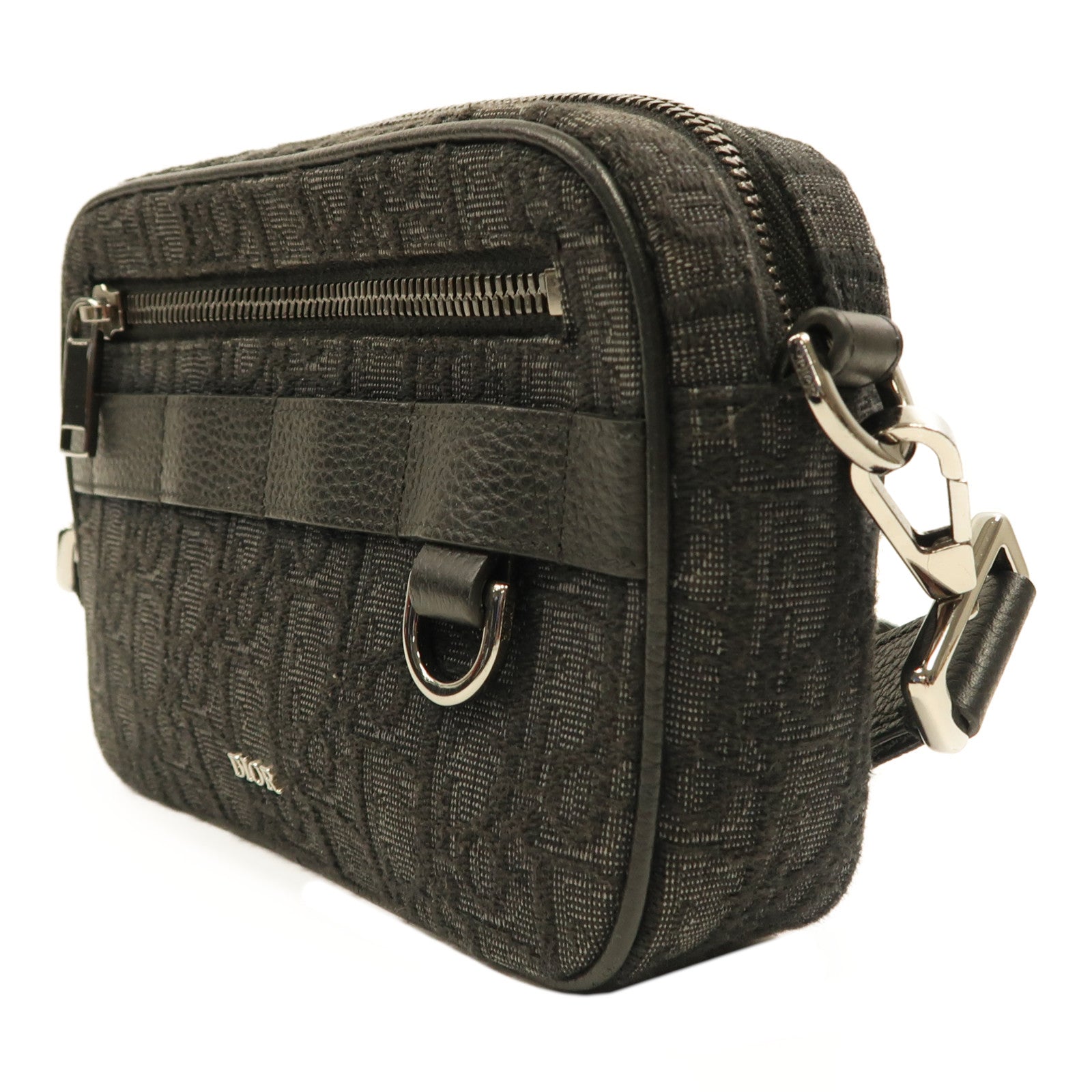 Dior 帆布Shoulder Bag銀扣肩背袋黑色
