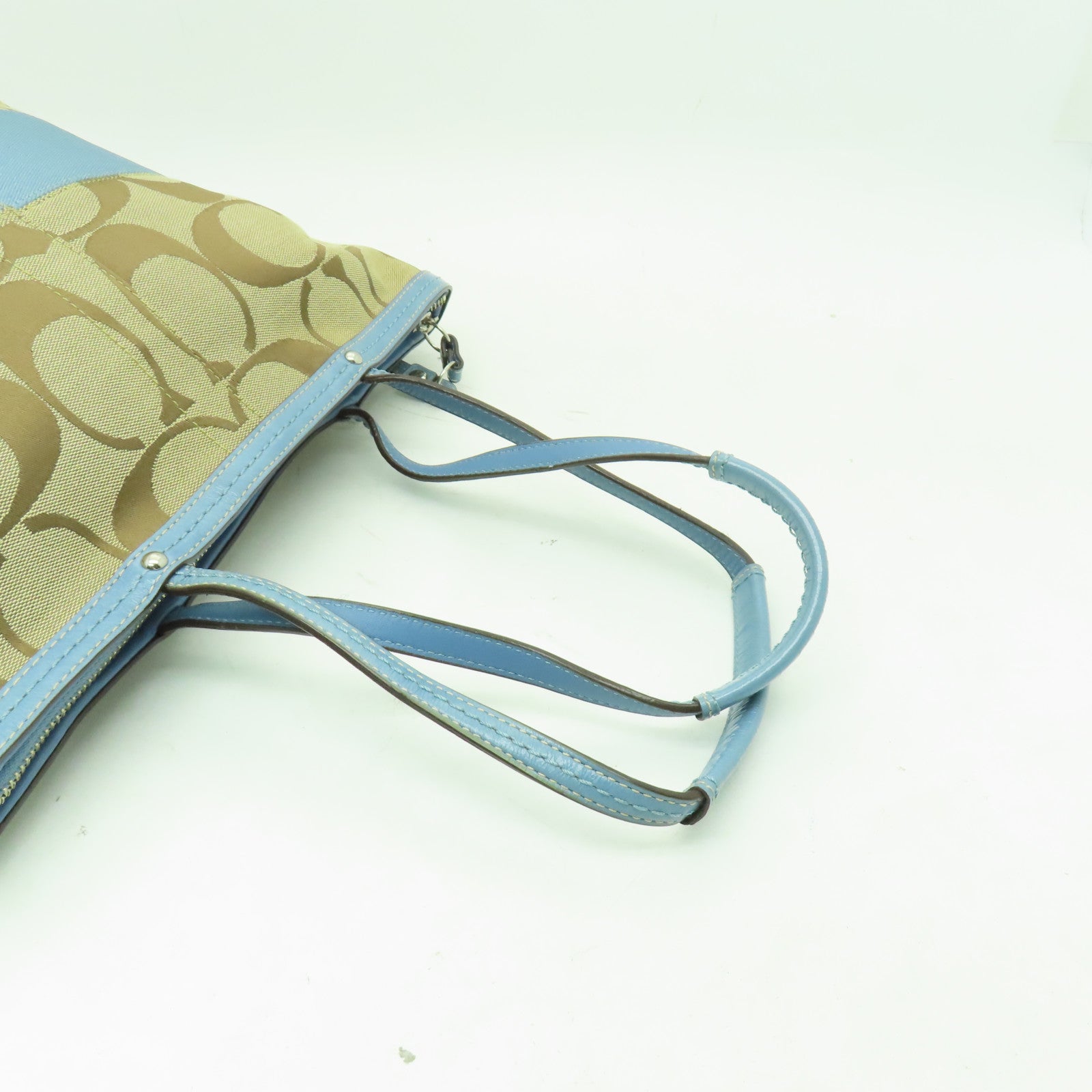 COACH 【清倉大減價】帆布Shoulder Bag金扣肩背袋米色藍色