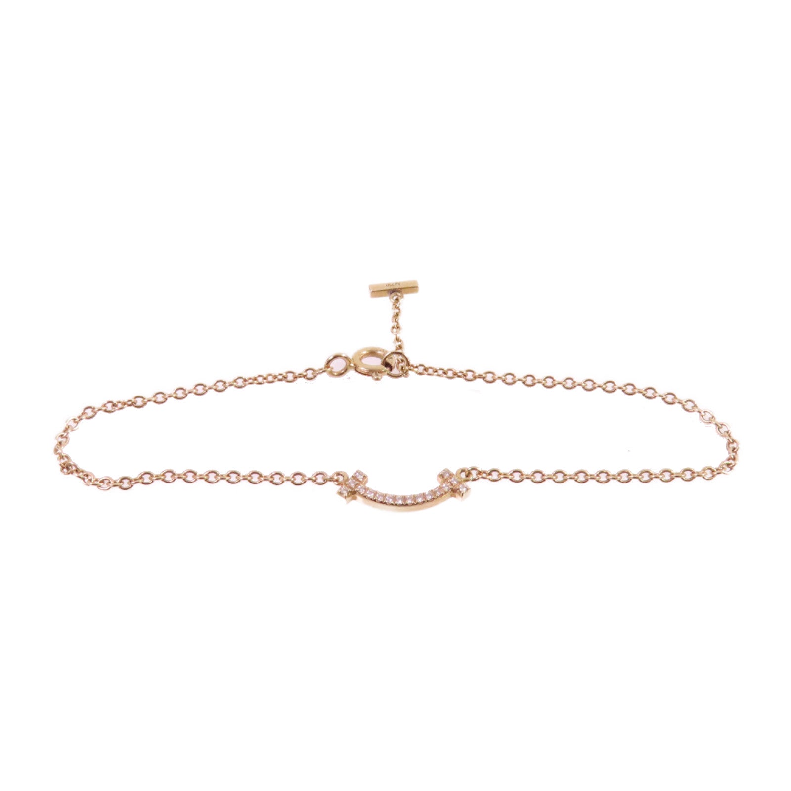TIFFANY＆CO 18K玫瑰金Diamond T Smile Bracelet 0.04ct鑽石手鏈