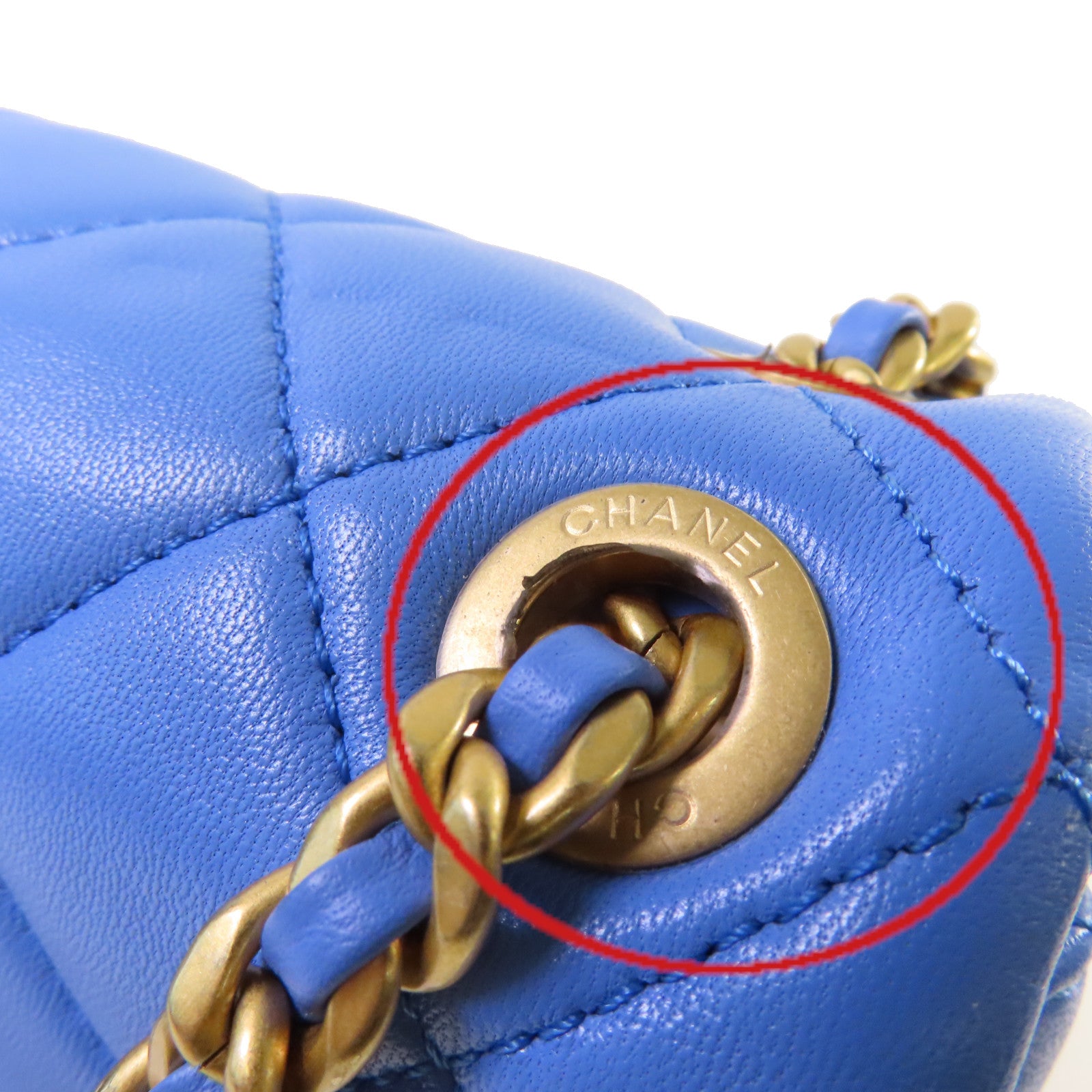 CHANEL 【激減優惠】菱格羊皮皮革Chain Shoulder Bag金扣鏈帶肩背袋藍色
