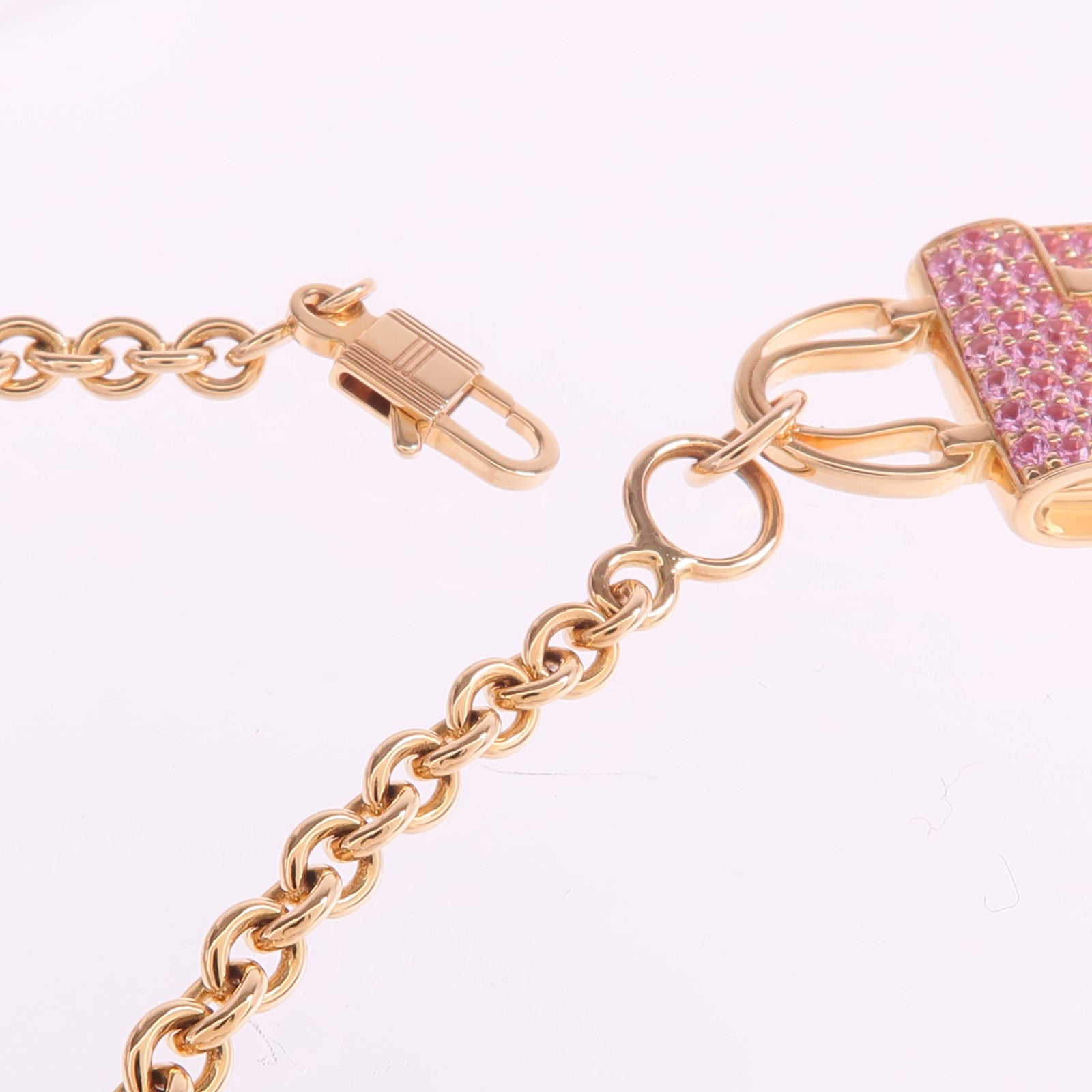 HERMES 18K玫瑰金Amulettes Constance Bracelet粉紅色藍寶石手鏈