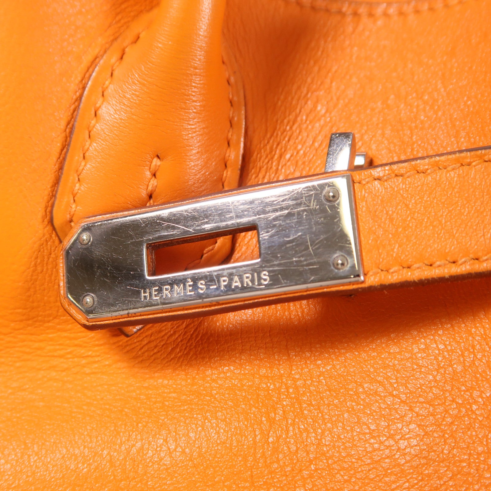 HERMES Swift皮革Birkin 30銀扣手挽袋橙色