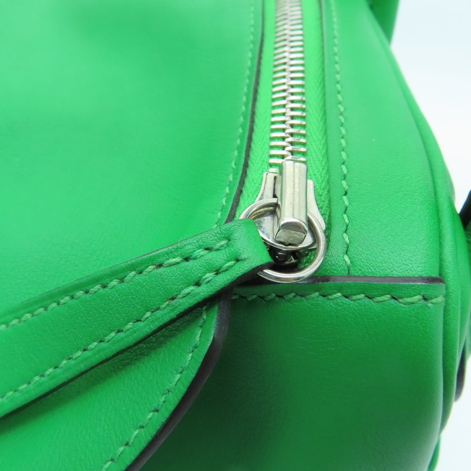 HERMES Veau Swift Leather Lindy 30 Silver Buckle Handle Shoulder Bag Green