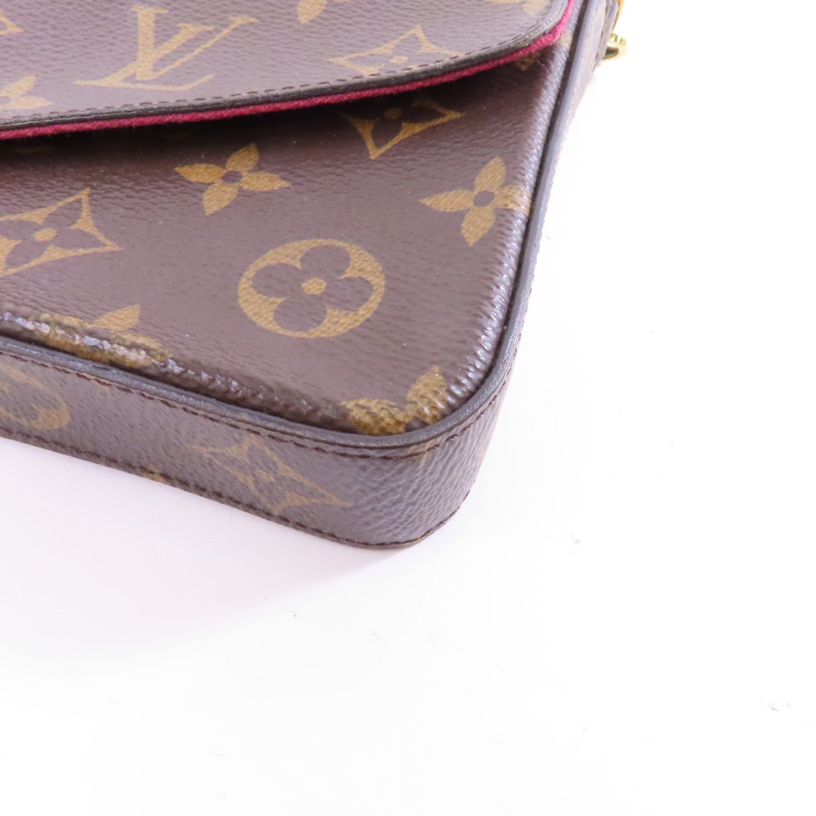 LOUIS VUITTON Monogram Felicie Pochette金扣鏈帶肩背袋啡色