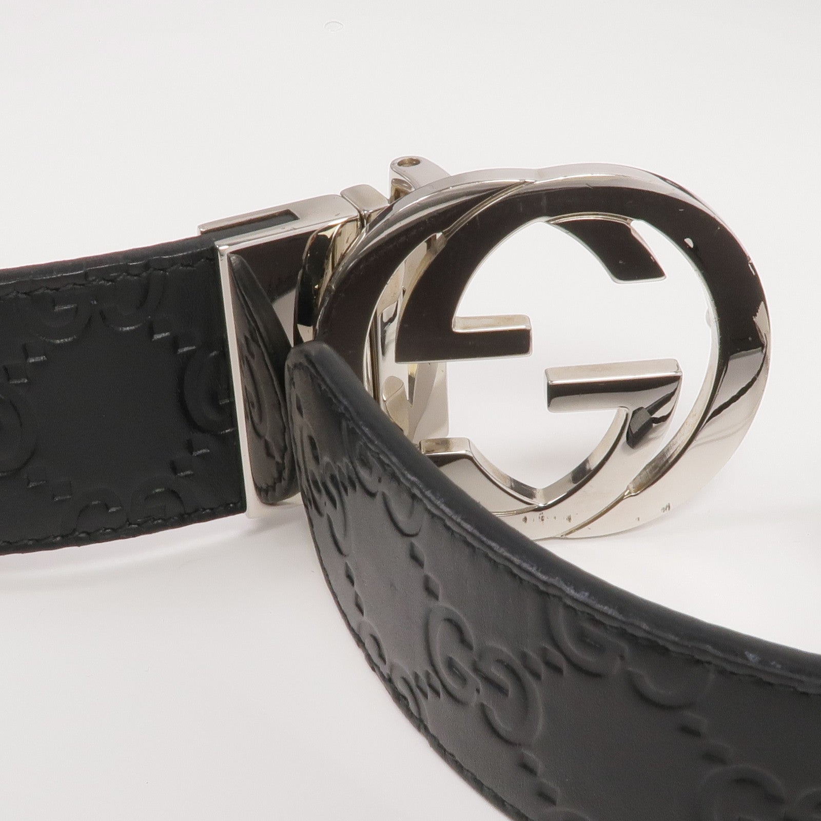 GUCCI 牛皮皮革Belt銀扣皮帶